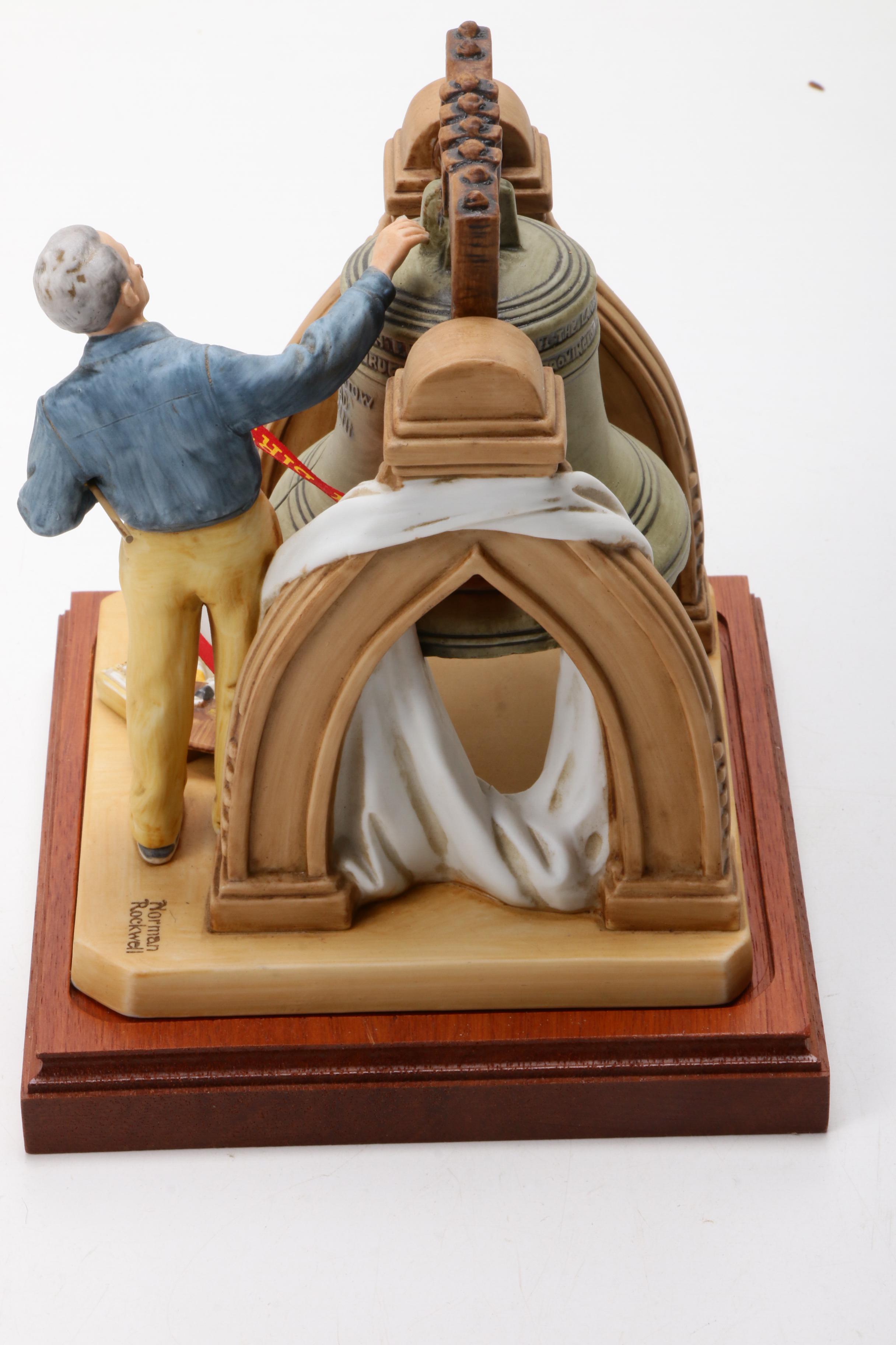 Norman Rockwell "Celebration" Patriotic Liberty Bell Figurine with Base