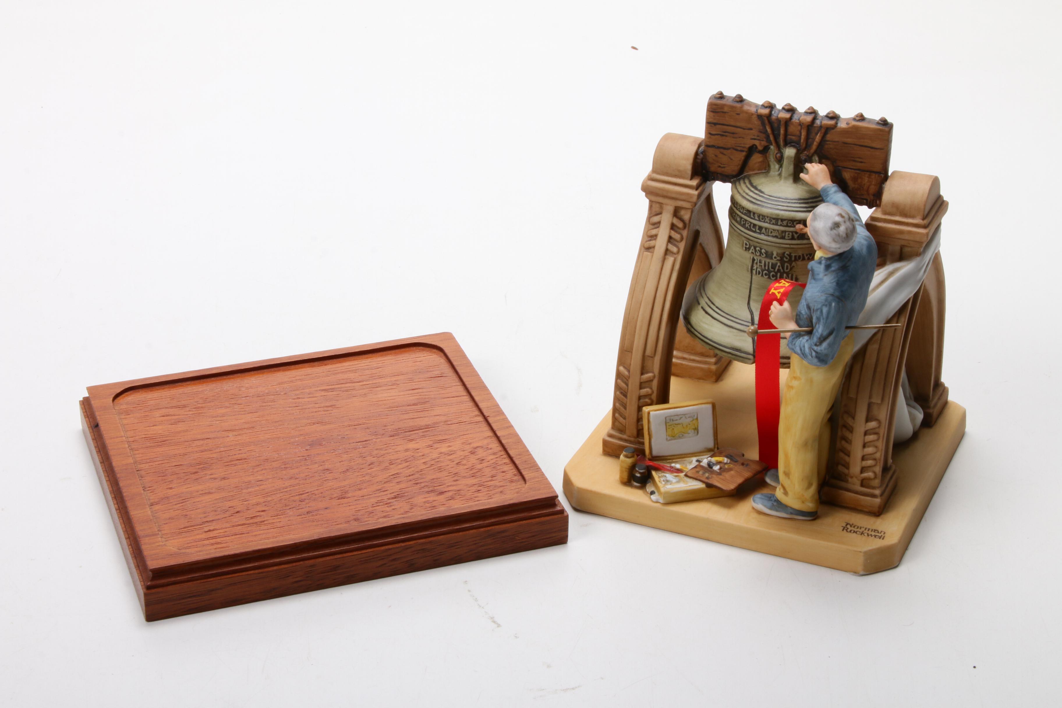 Norman Rockwell "Celebration" Patriotic Liberty Bell Figurine with Base
