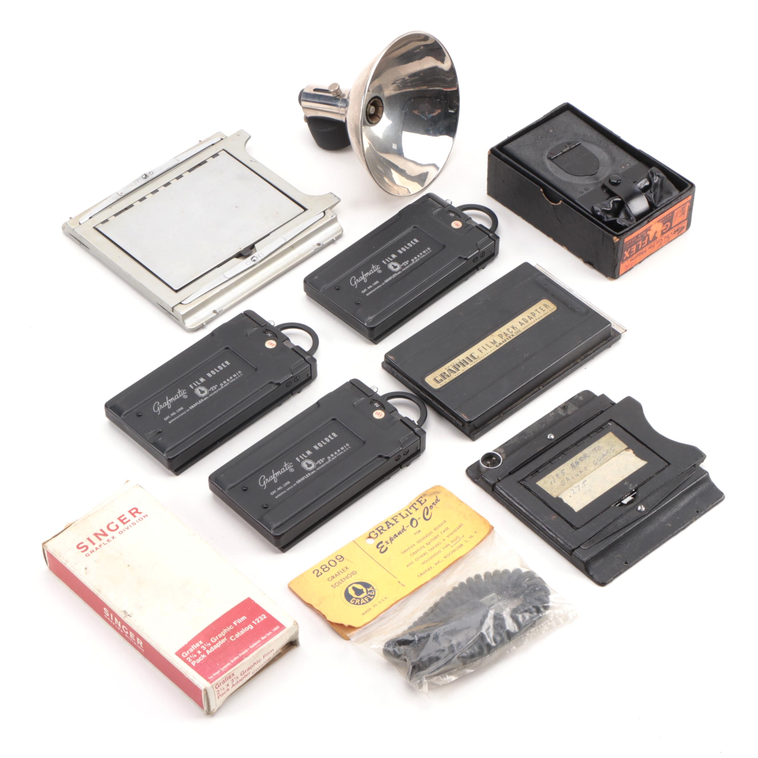 Graflex Camera Accessories Including Film Pack Adapters and Film Holders