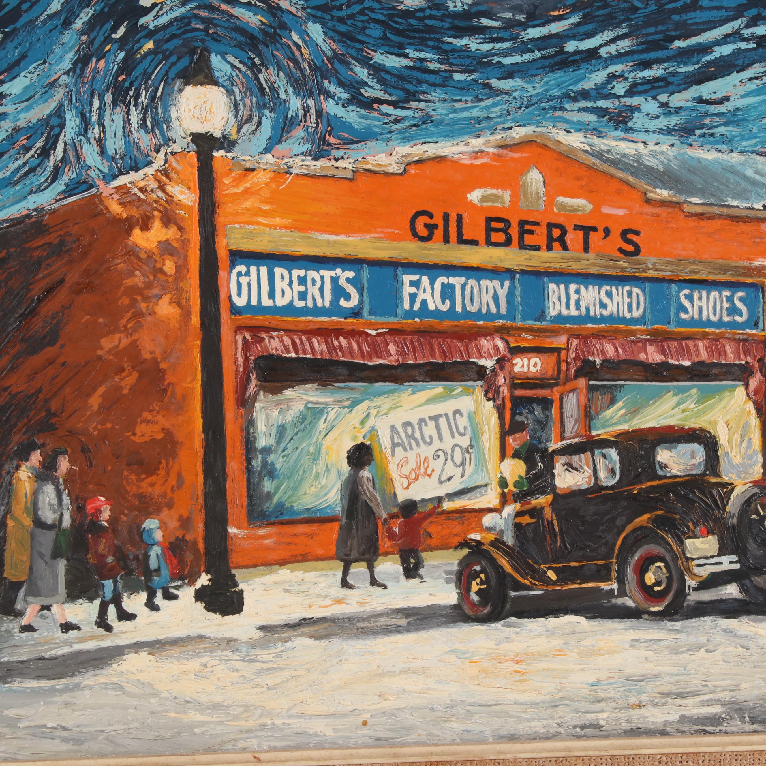 Oil Painting of Gilbert's Shoe Store