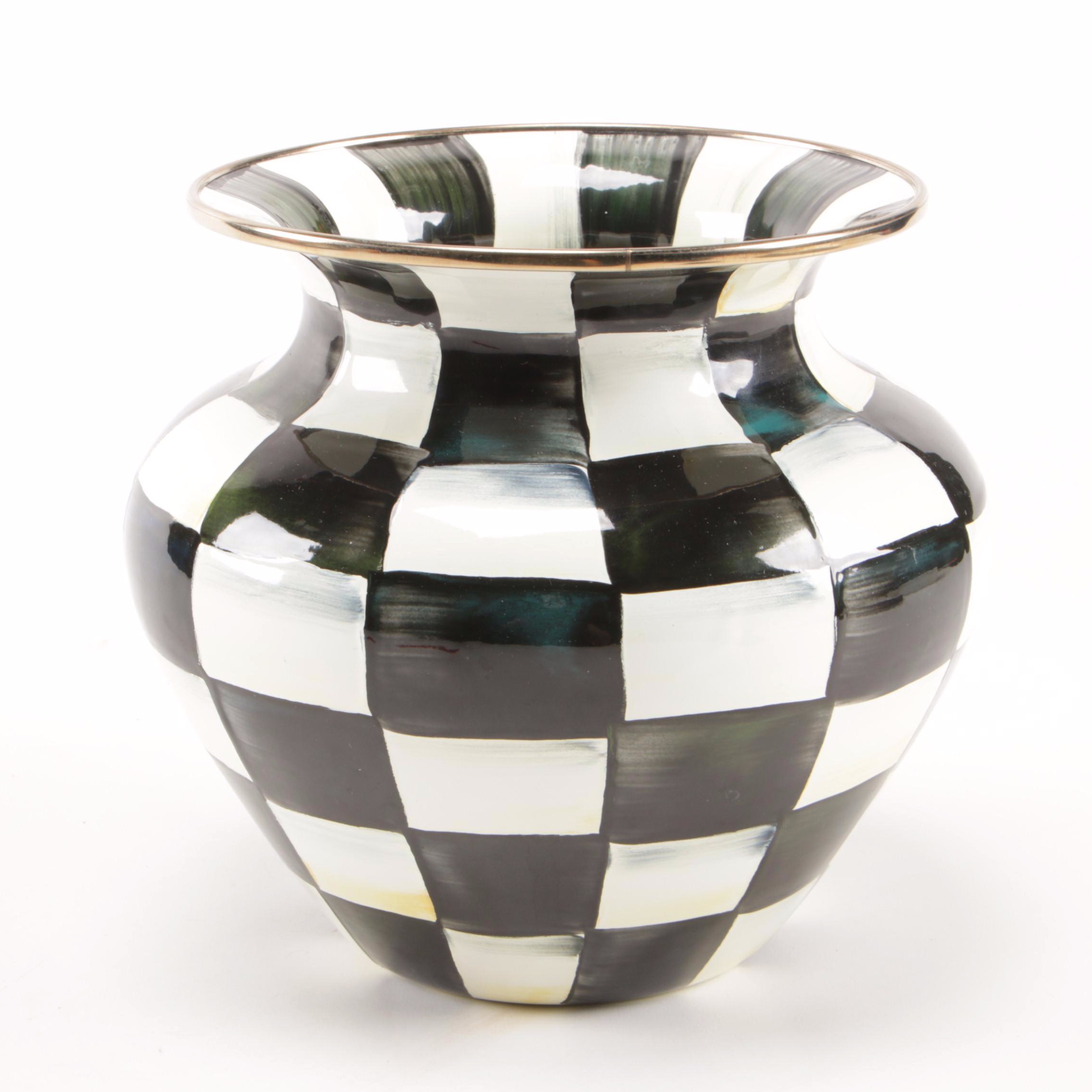 MacKenzie-Childs "Courtly Check" Enamel Vase