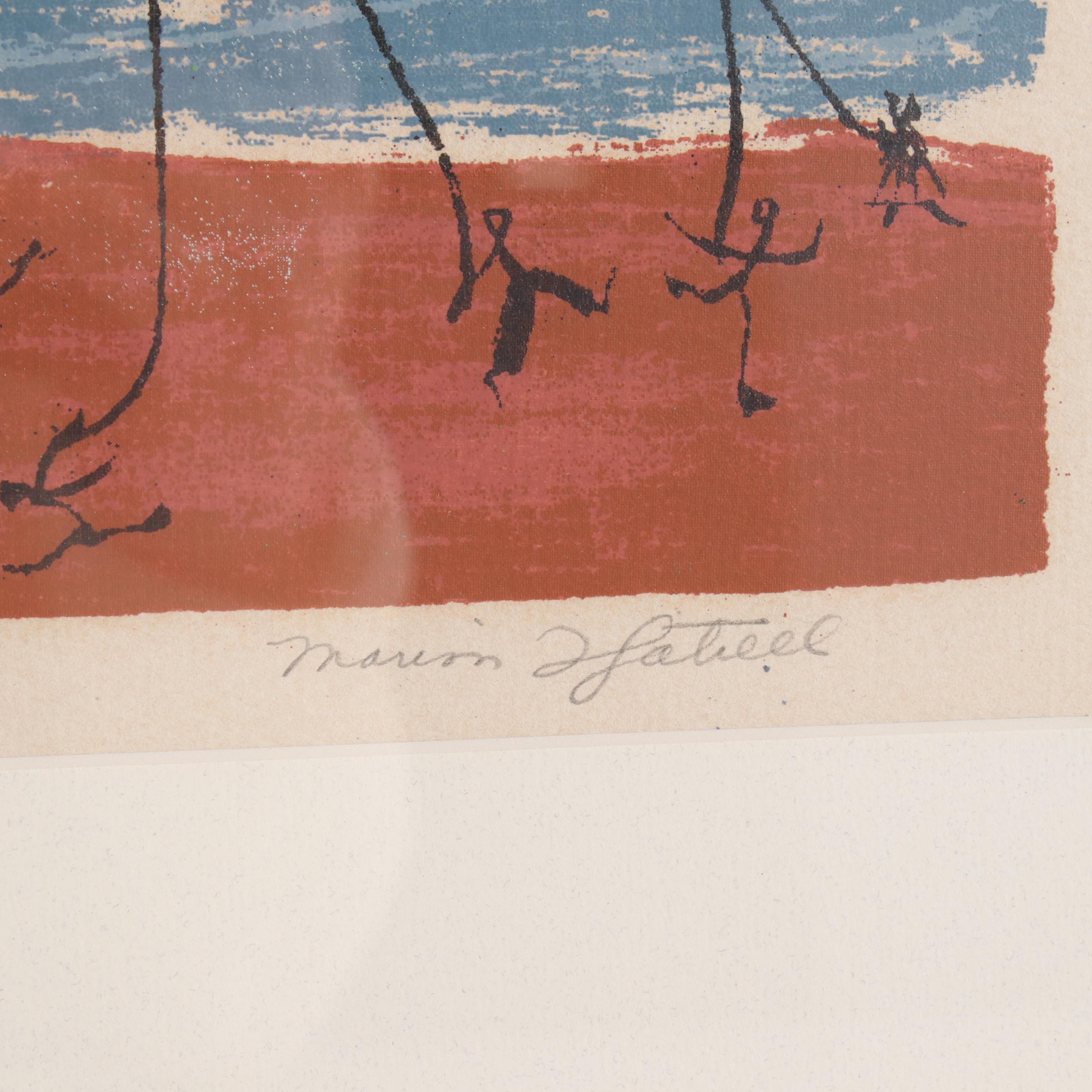 Marion Thompson Gatrell Serigraph "March Day", Mid-20th Century