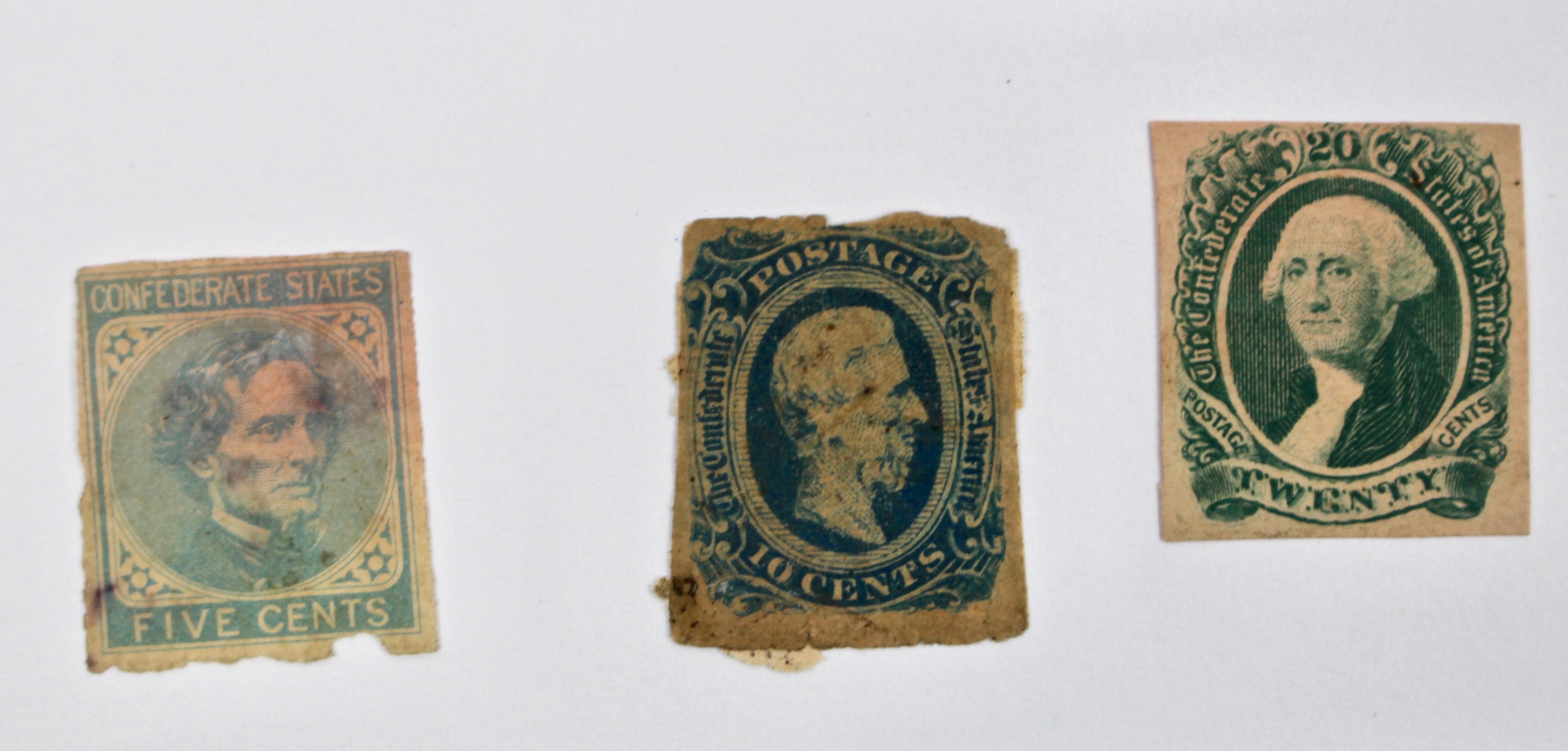 Fifteen Confederate States of America Postage Stamps