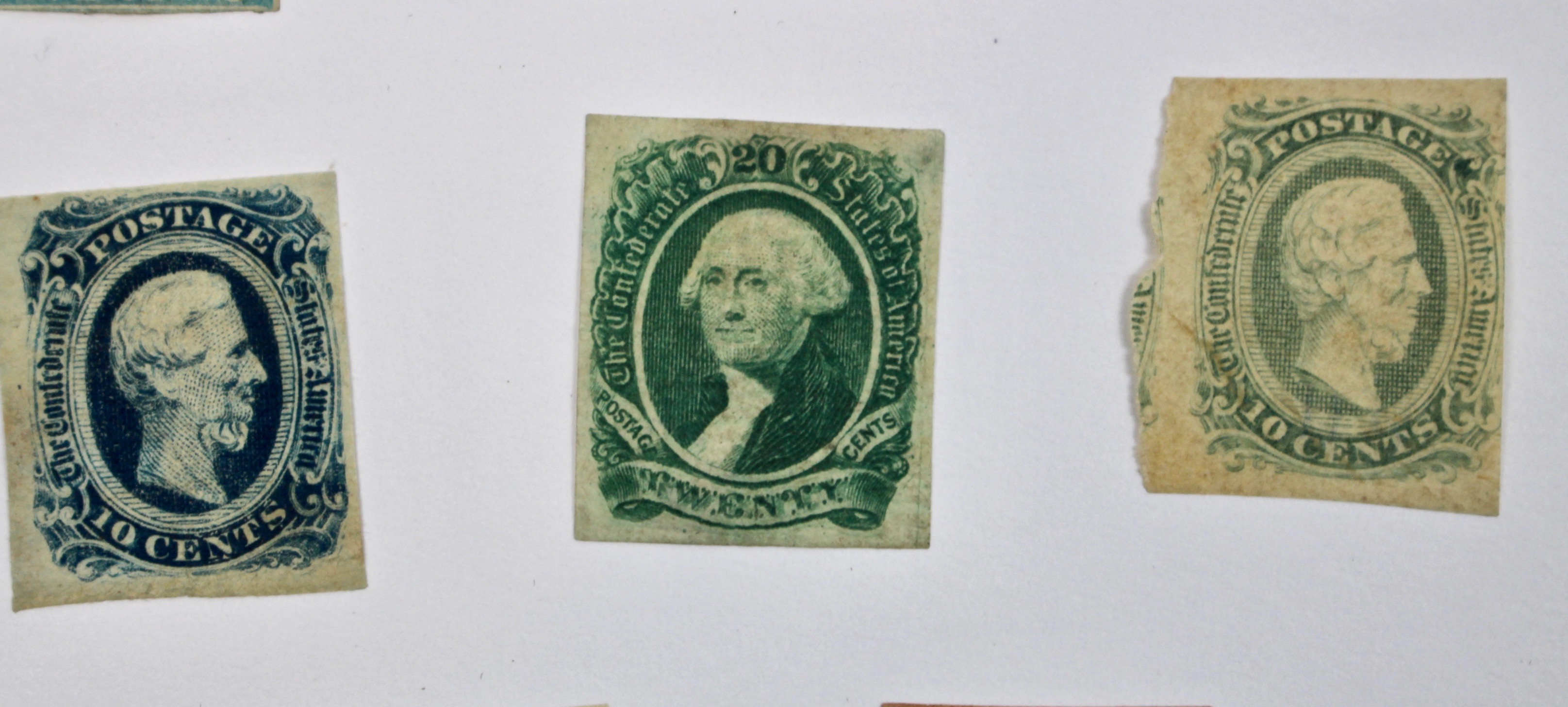 Fifteen Confederate States of America Postage Stamps