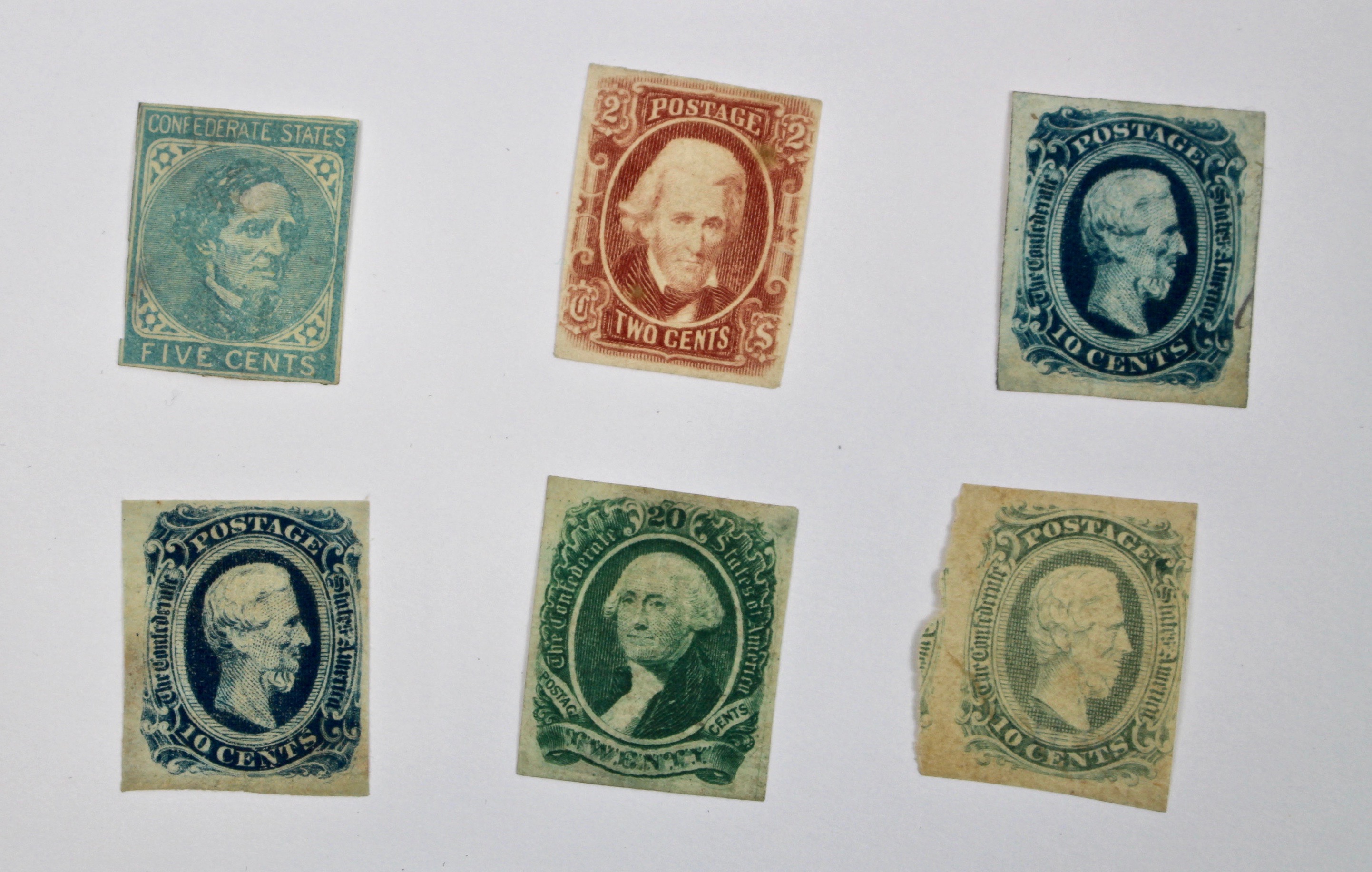 Fifteen Confederate States of America Postage Stamps