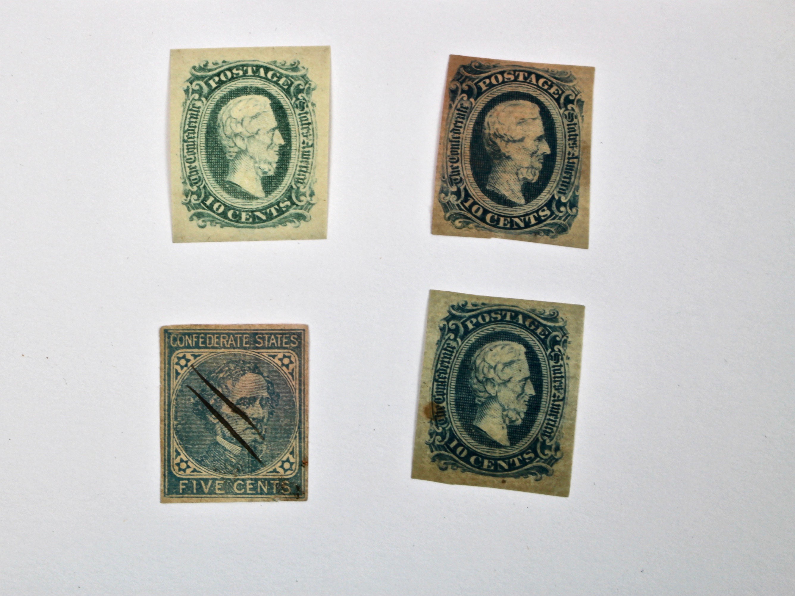 Fifteen Confederate States of America Postage Stamps