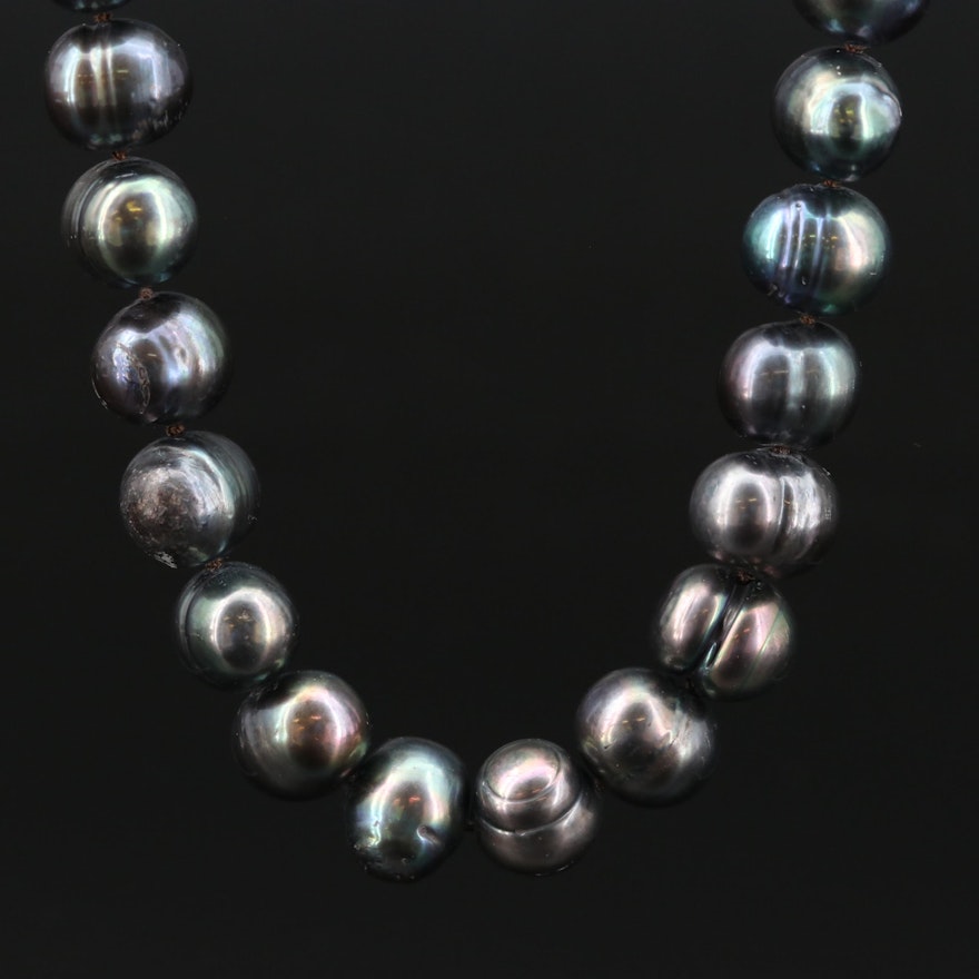 Hand Knotted Pearl Strand Necklace with 14K Clasp