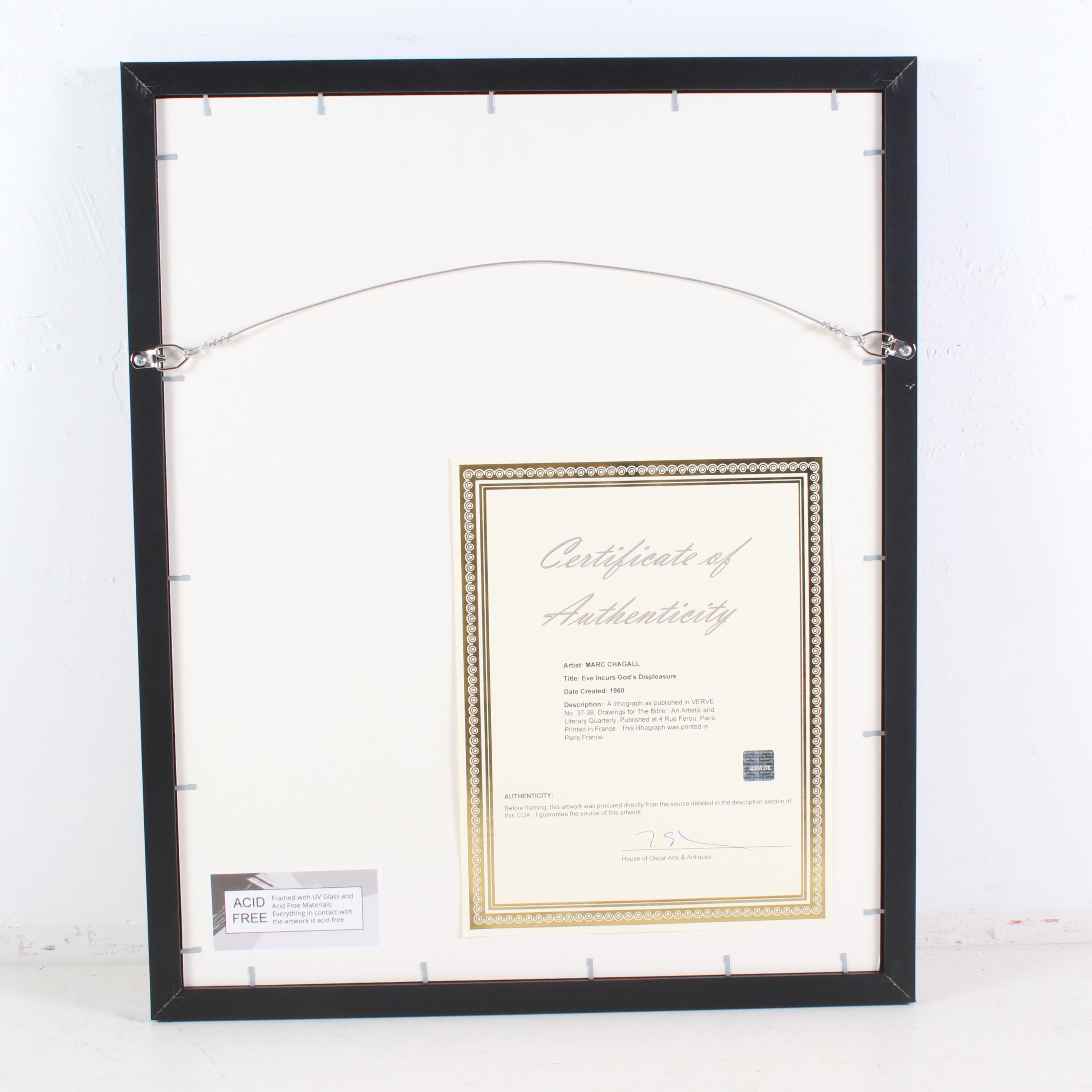 Marc Chagall Color Lithograph "Eve Incurs God's Displeasure" for "Verve", 1960