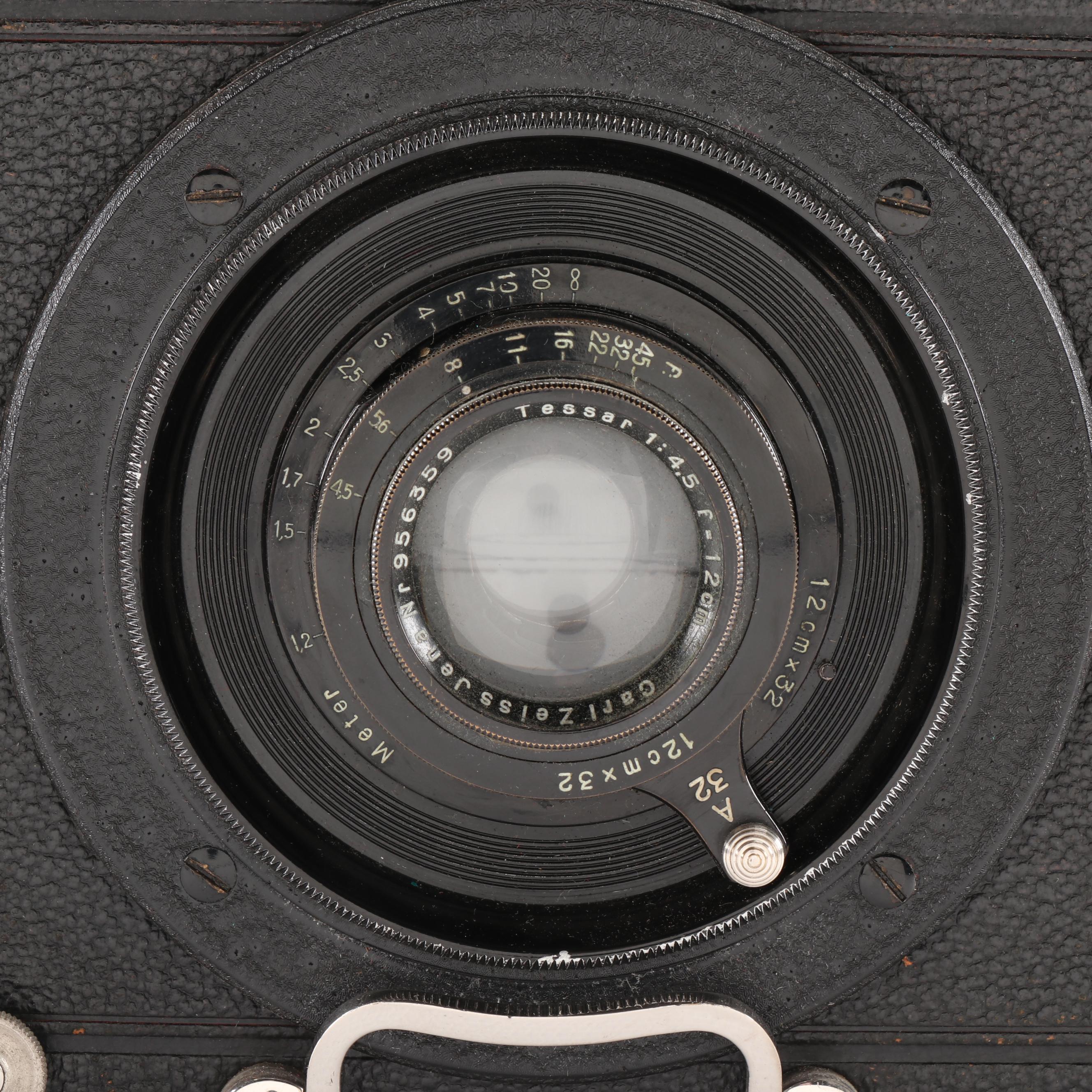 Zeiss Ikon Miroflex Folding Camera with Tessar Lens and Leather Carrying Case