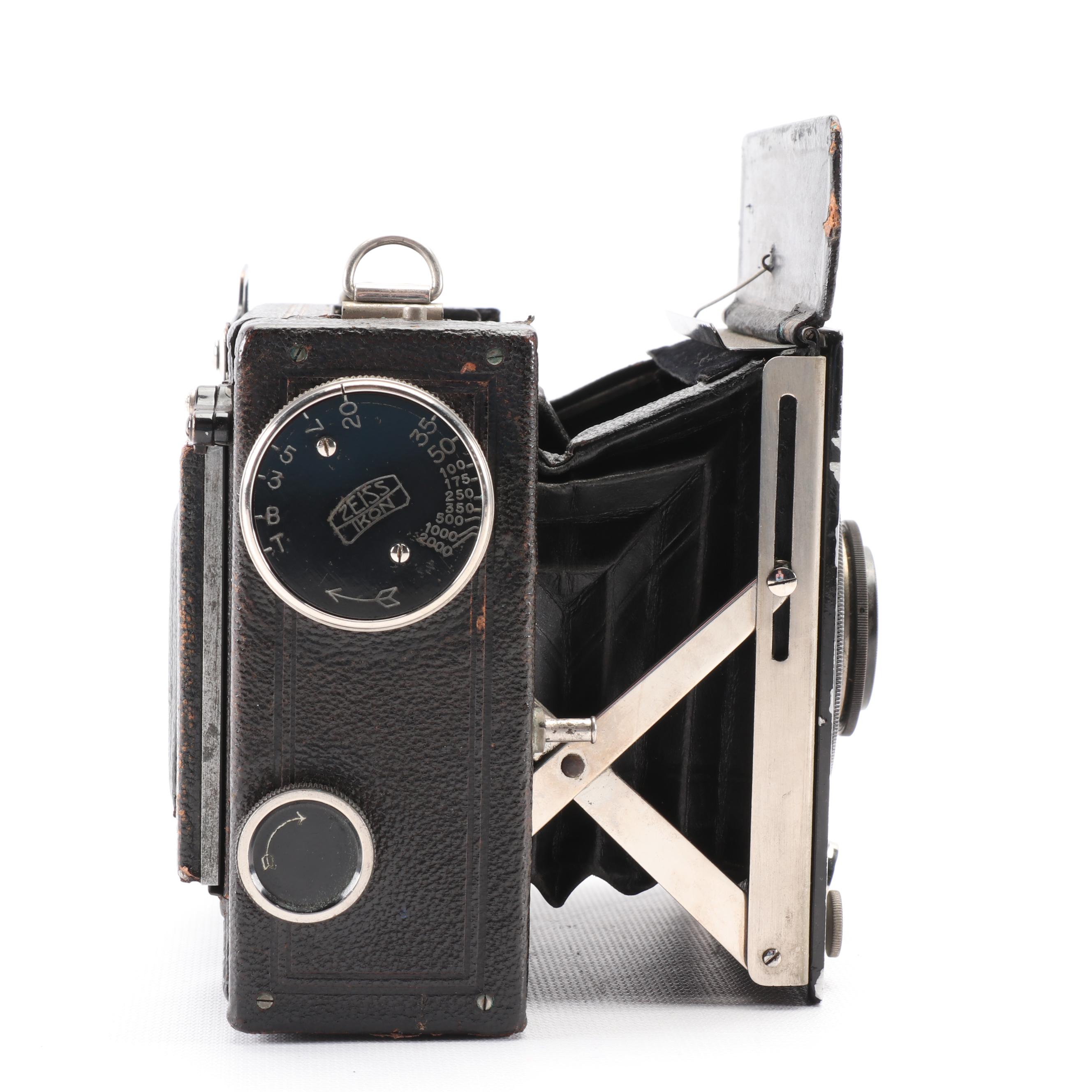 Zeiss Ikon Miroflex Folding Camera with Tessar Lens and Leather Carrying Case