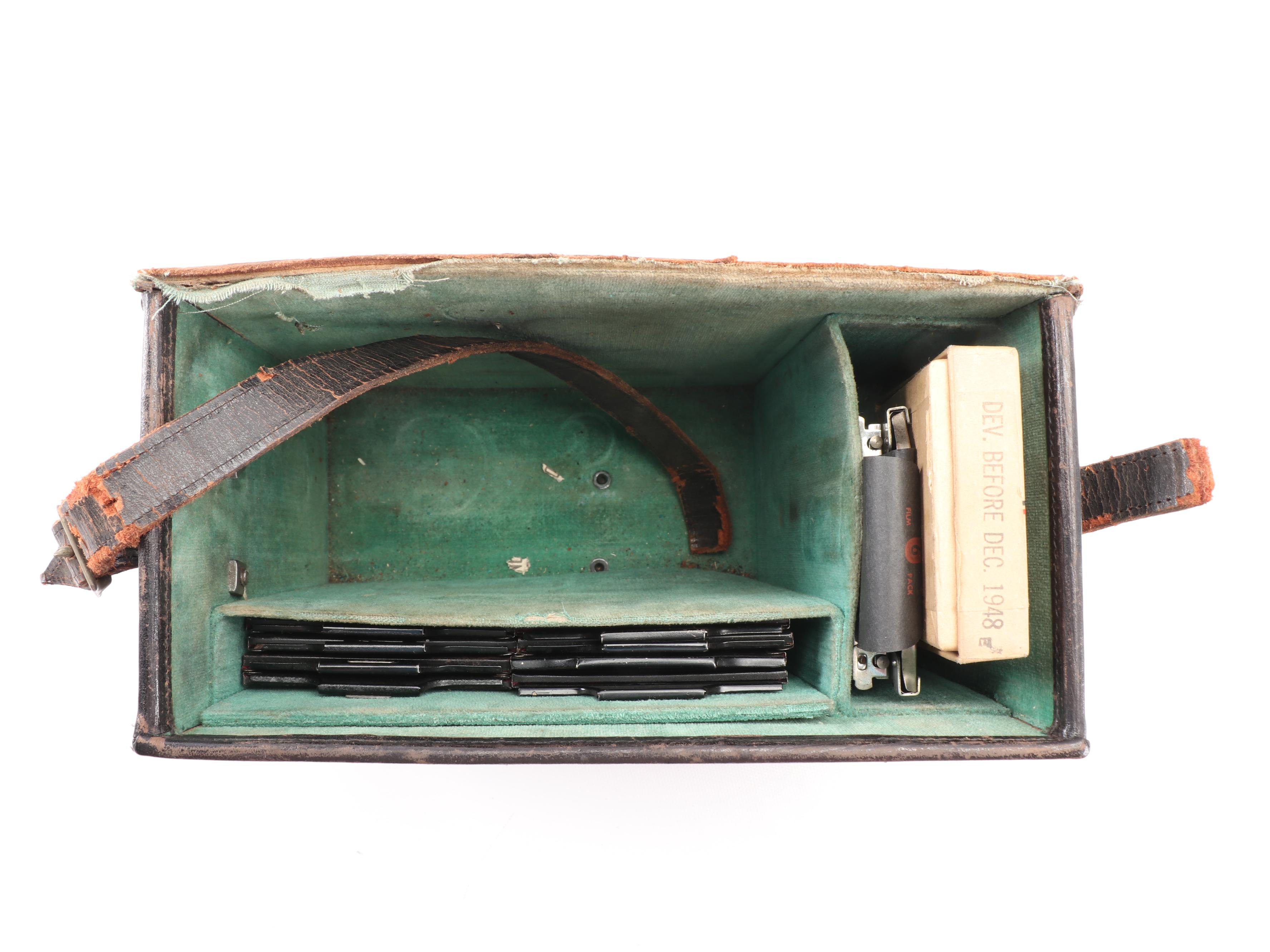 Zeiss Ikon Miroflex Folding Camera with Tessar Lens and Leather Carrying Case