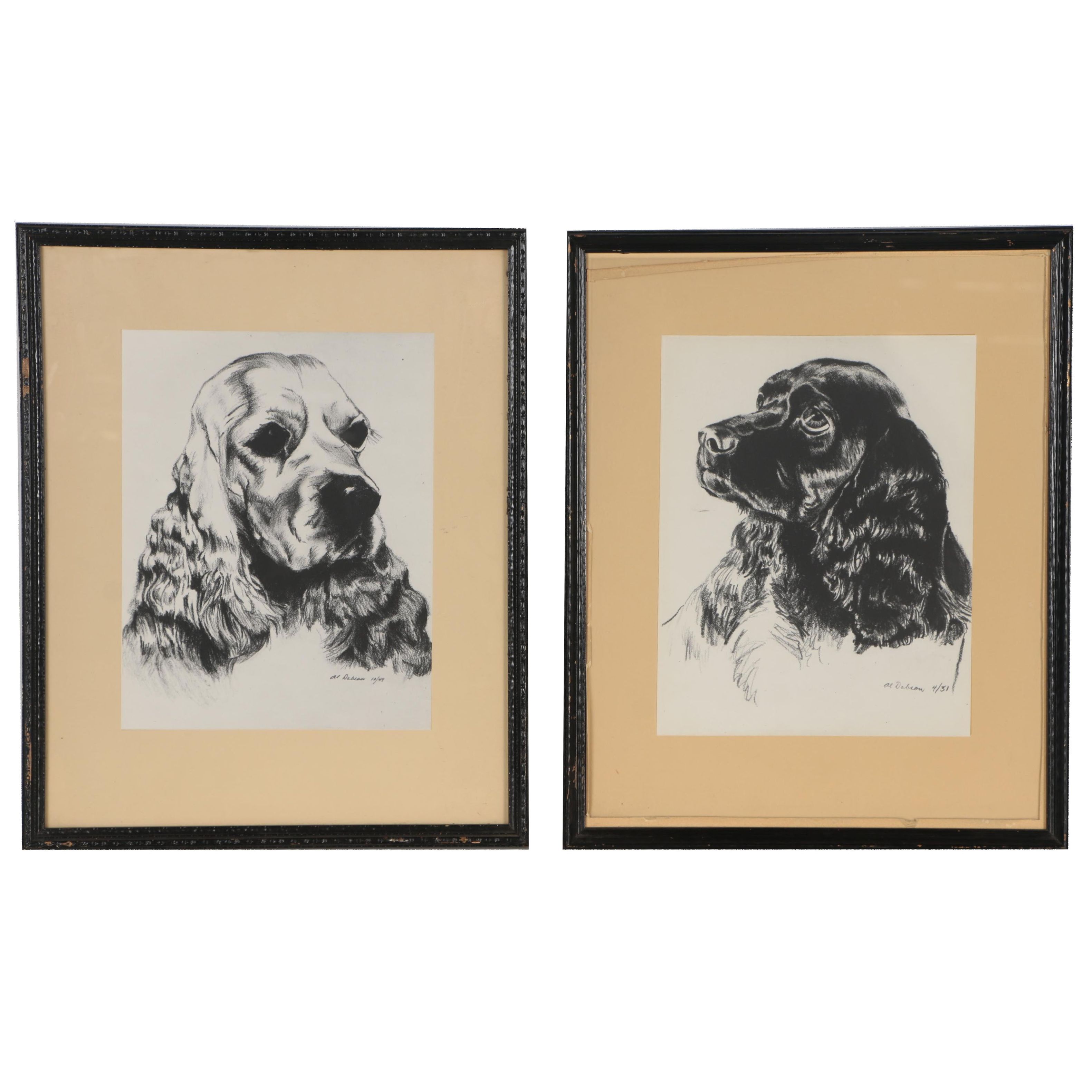 Pair of Dog Lithographs After Al Dobson, 20th Century