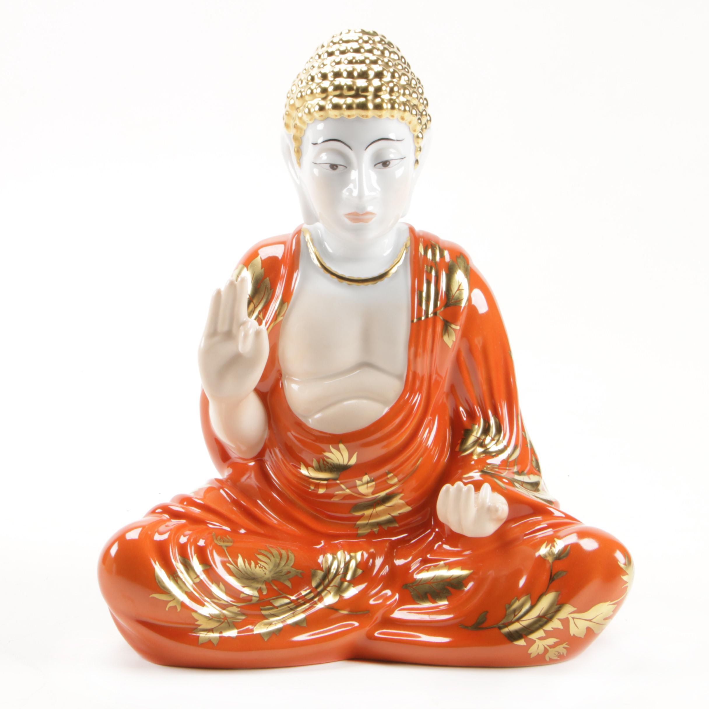 Herend Chrysanteme d’Or Porcelain "Buddha" Statue Figurine