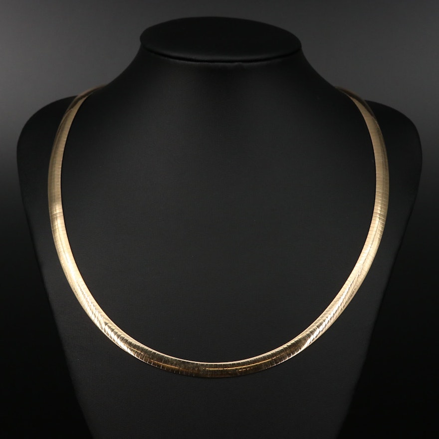 Aurafin 14K Two Tone Reversible Omega Necklace