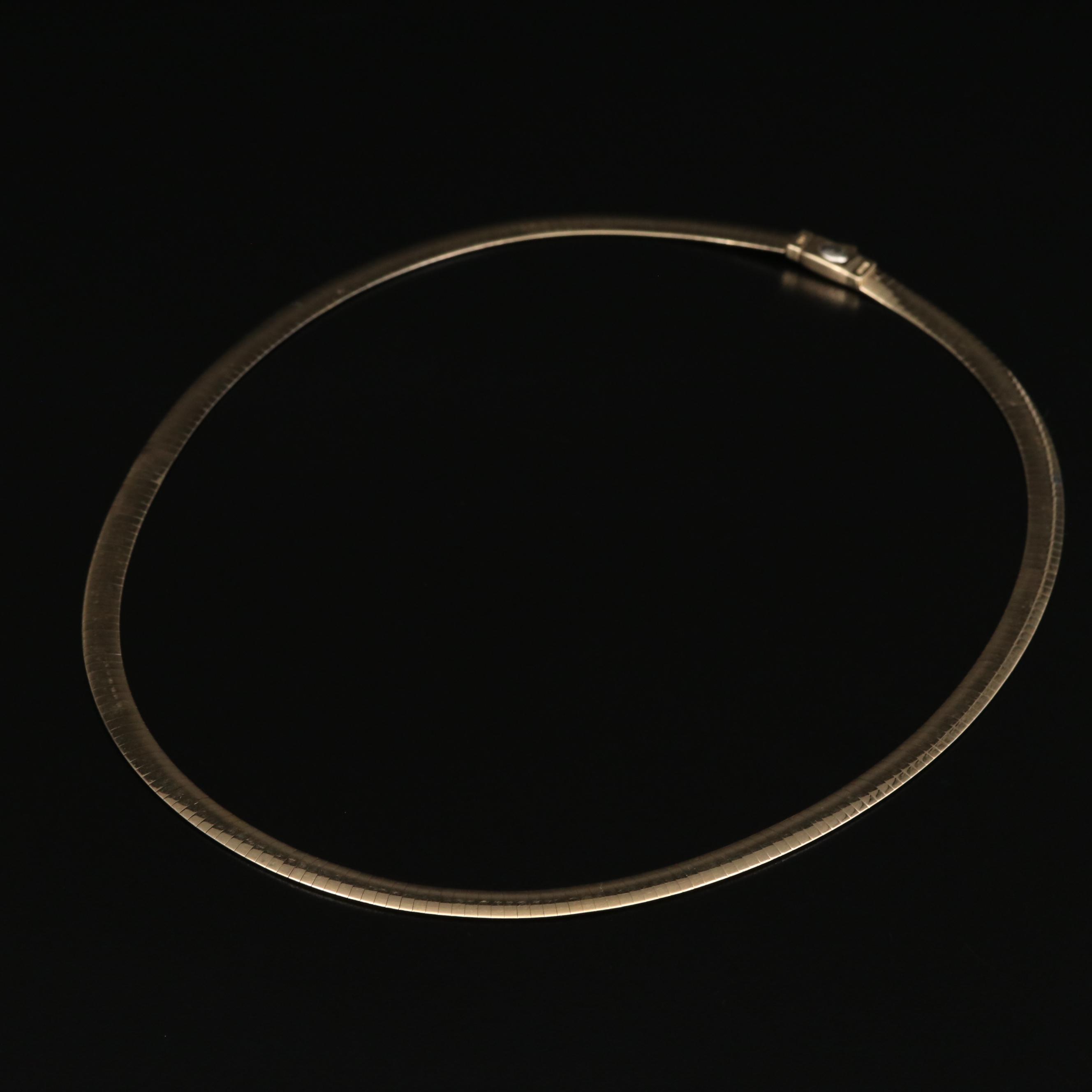 Aurafin 14K Two Tone Reversible Omega Necklace