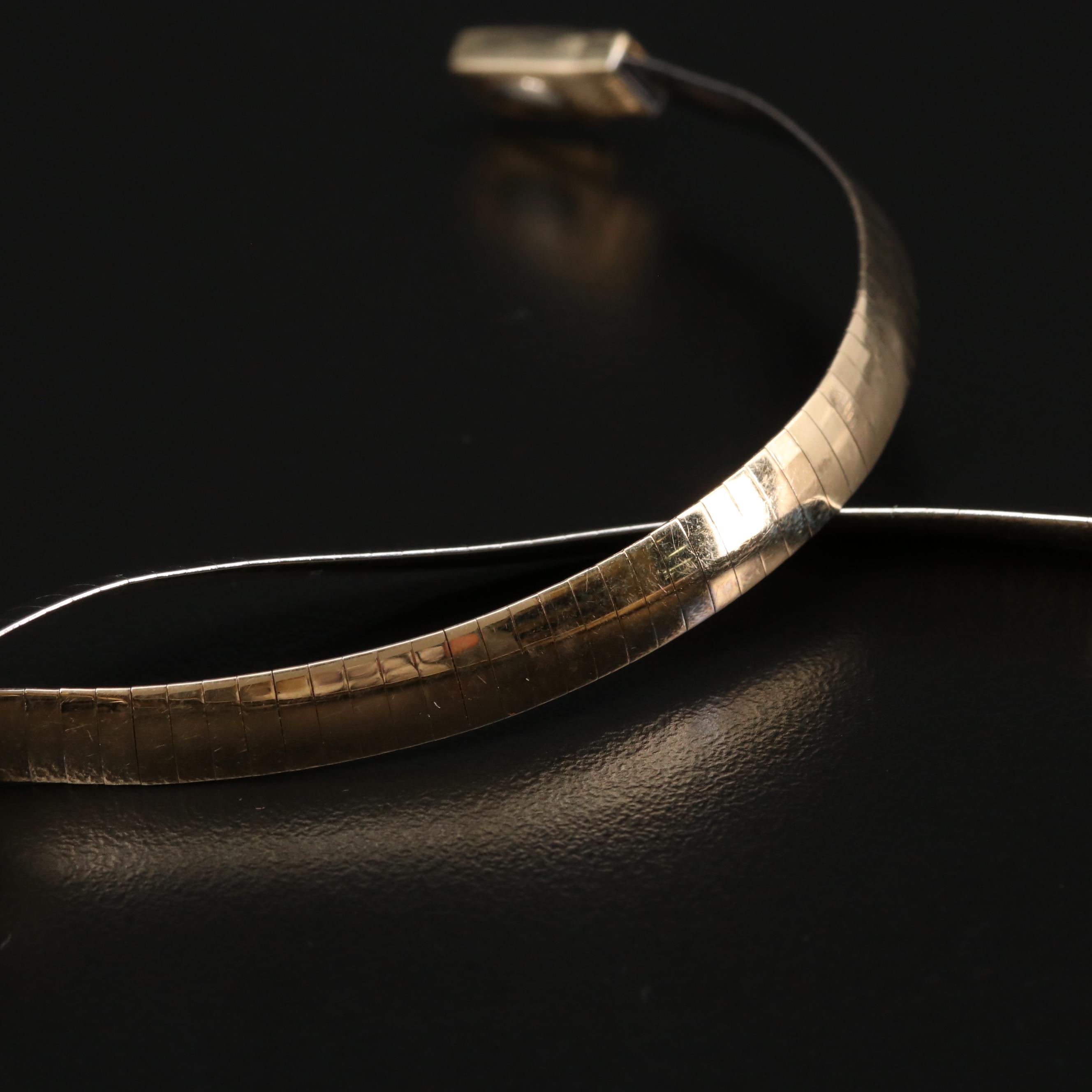 Aurafin 14K Two Tone Reversible Omega Necklace