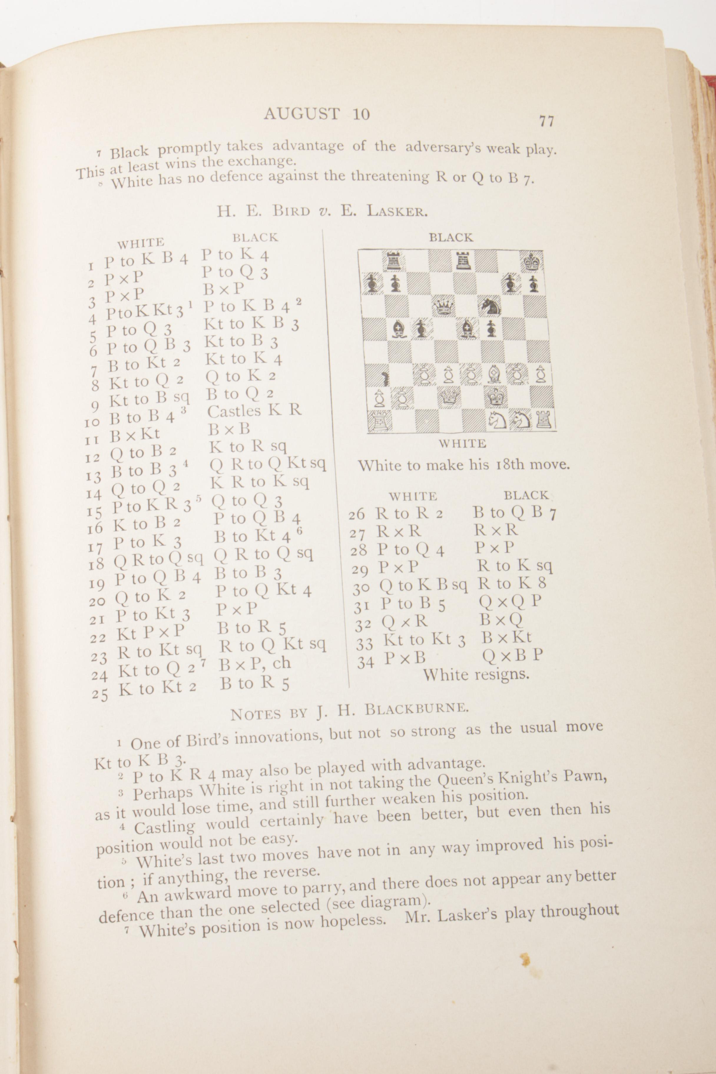 1896 First Edition "The Hastings Chess Tournament" Edited by Horace F. Cheshire