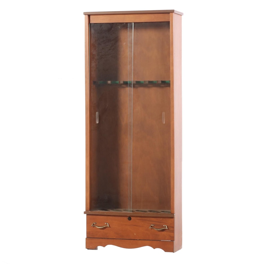 Birch Glass Front Gun Cabinet, Mid-20th Century