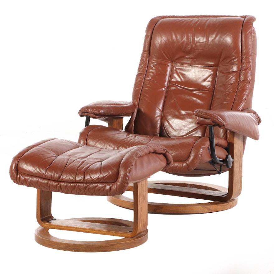 Modern Faux Leather Reclining Arm Chair with Ottoman