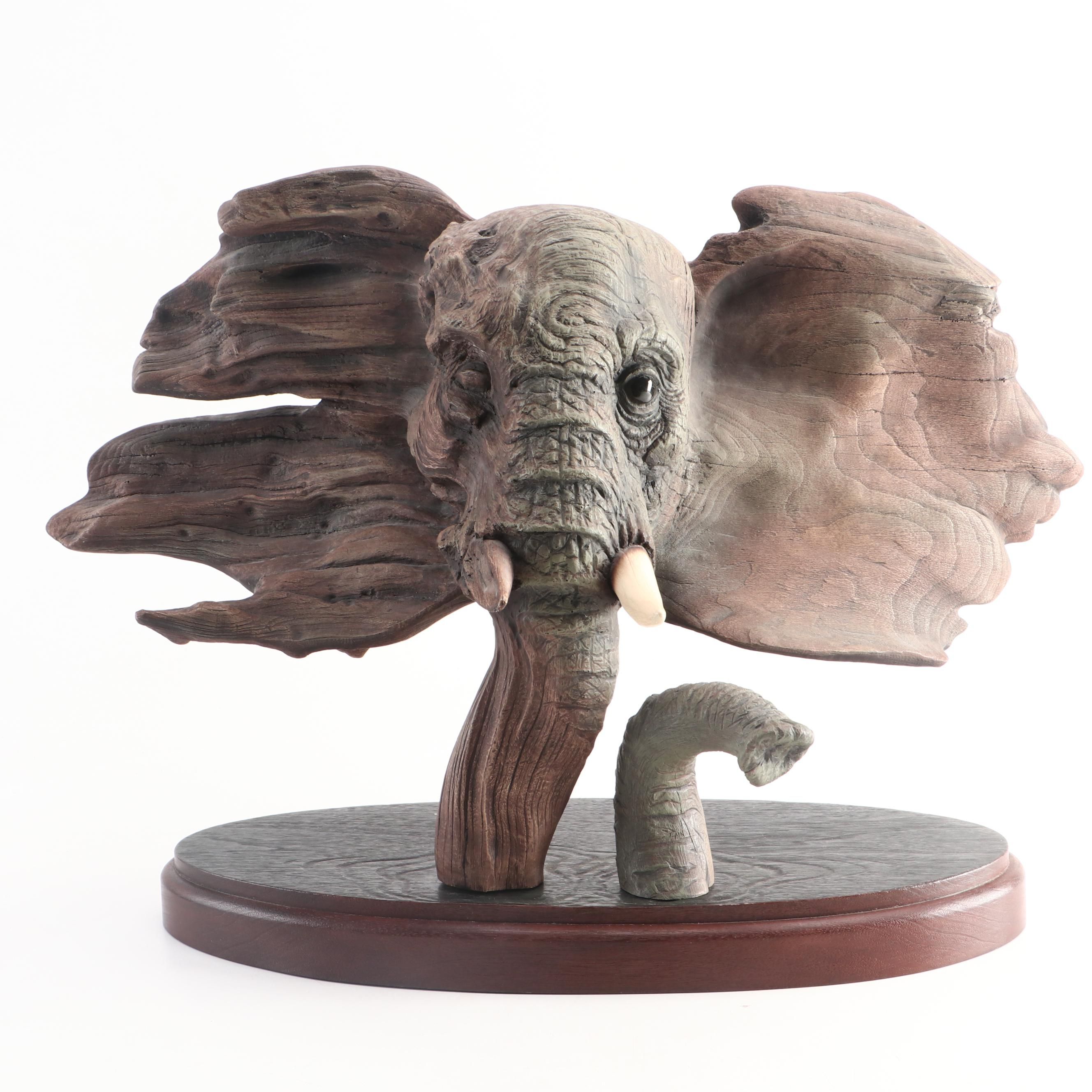 Rick Cain "The Elder" Molded Resin Elephant Sculpture
