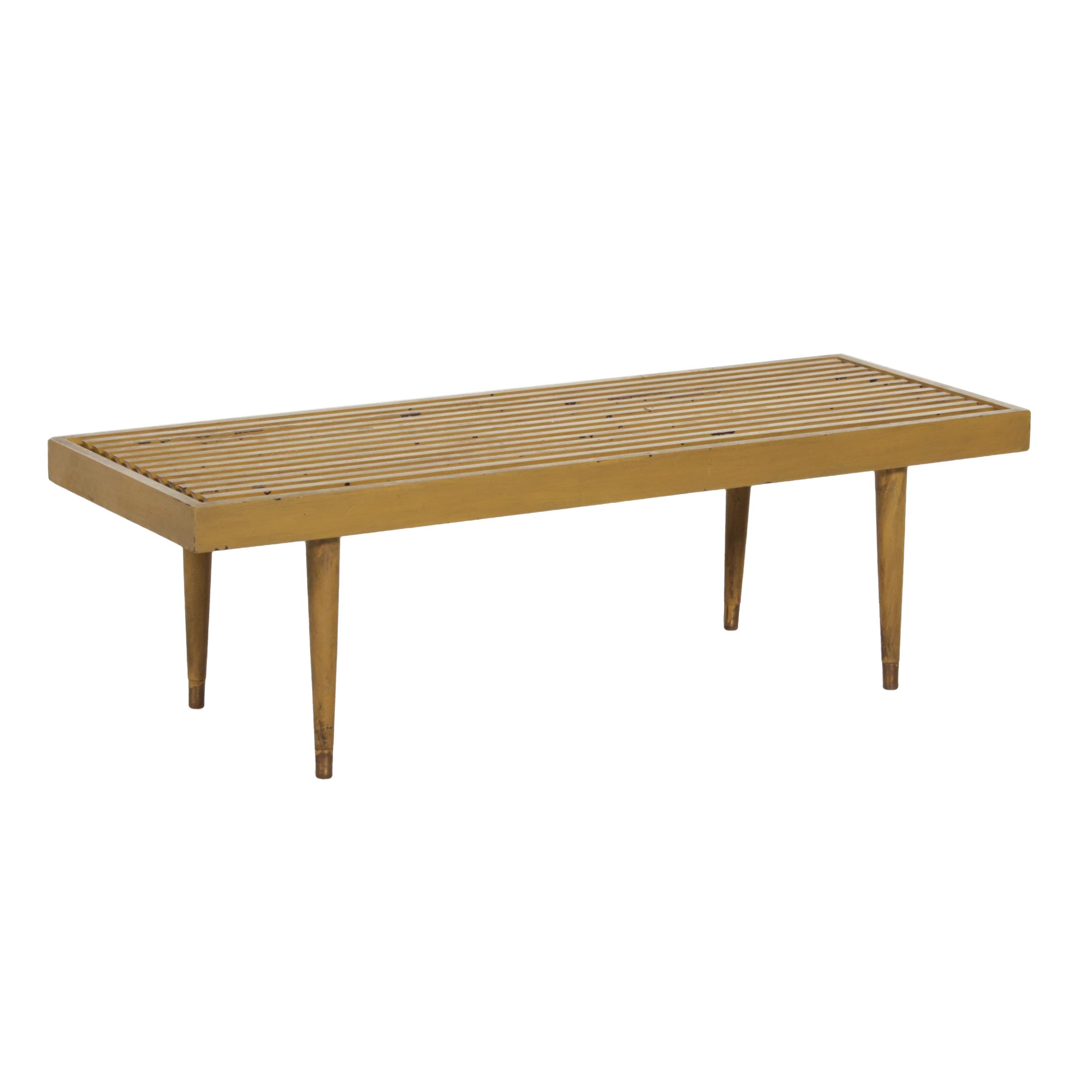 Mid Century Modern Slatted Wood Bench or Low Table in the Style of George Nelson