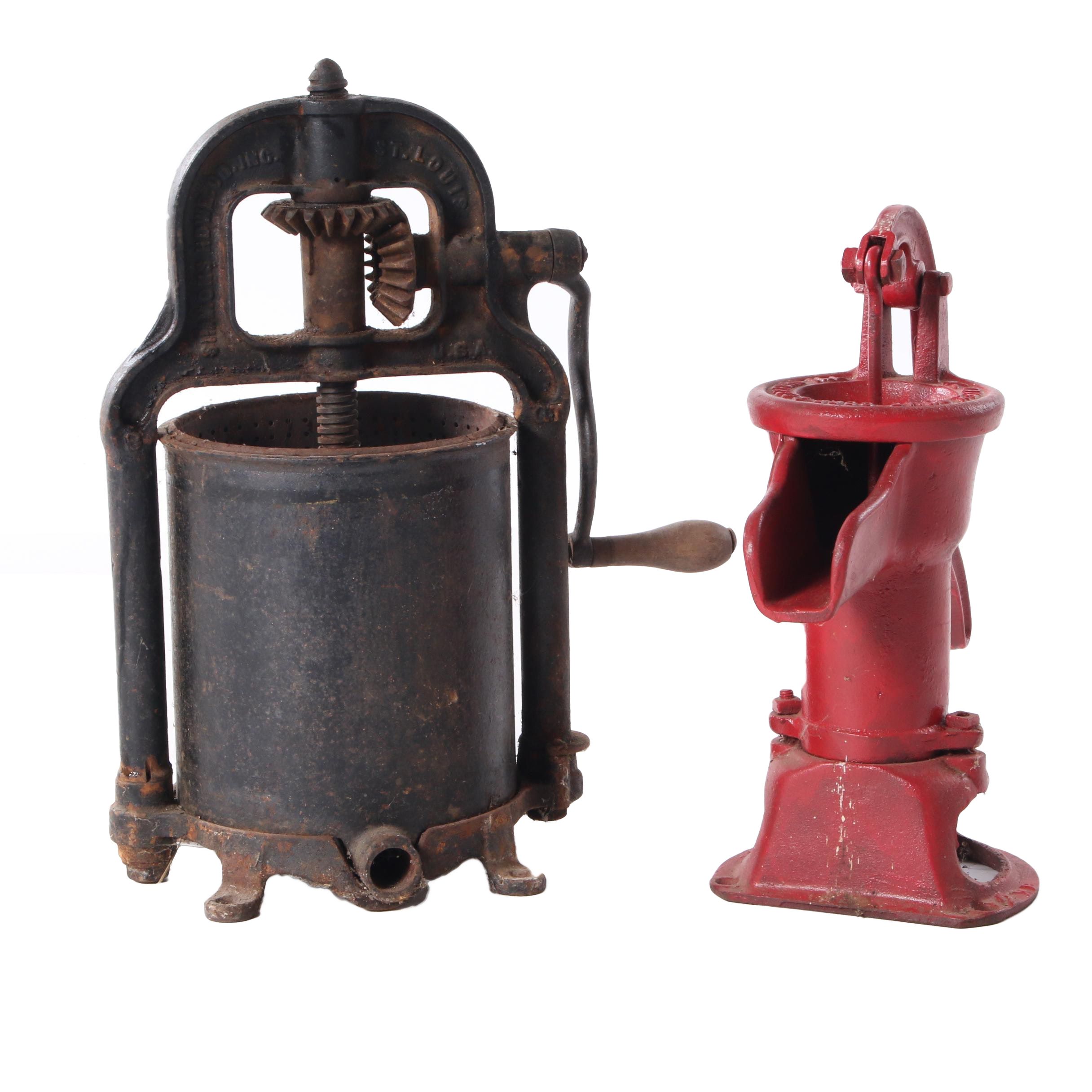 Cast Iron Simmons Sausage Stuffer and WL Davey Water Pump