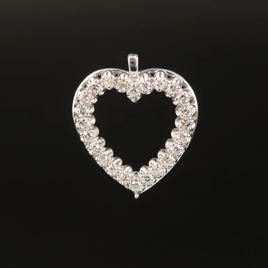 14K Gold Diamond Heart Pendant