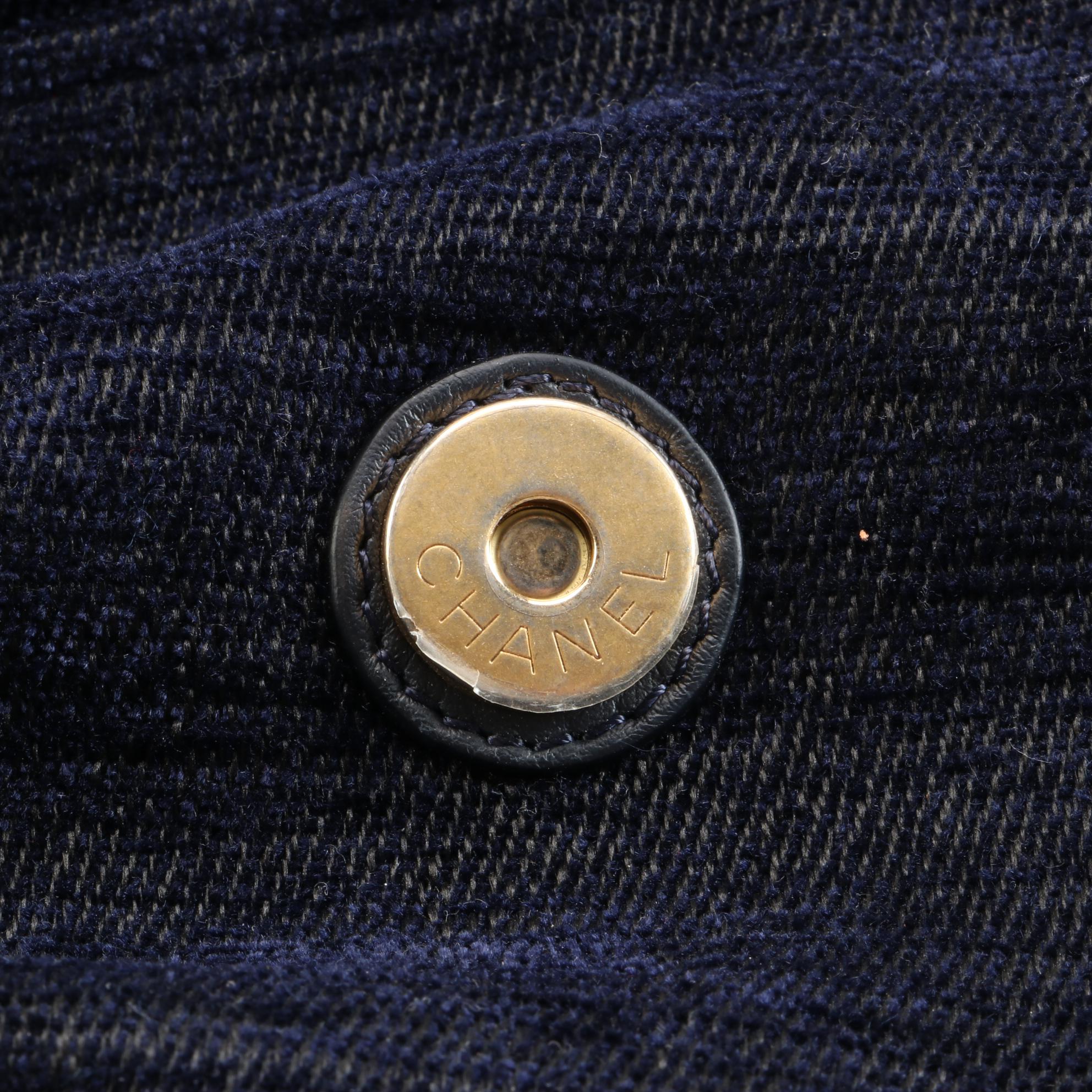 Chanel Paris Quilted Cosmopolite Stroller in Navy Wool Velvet