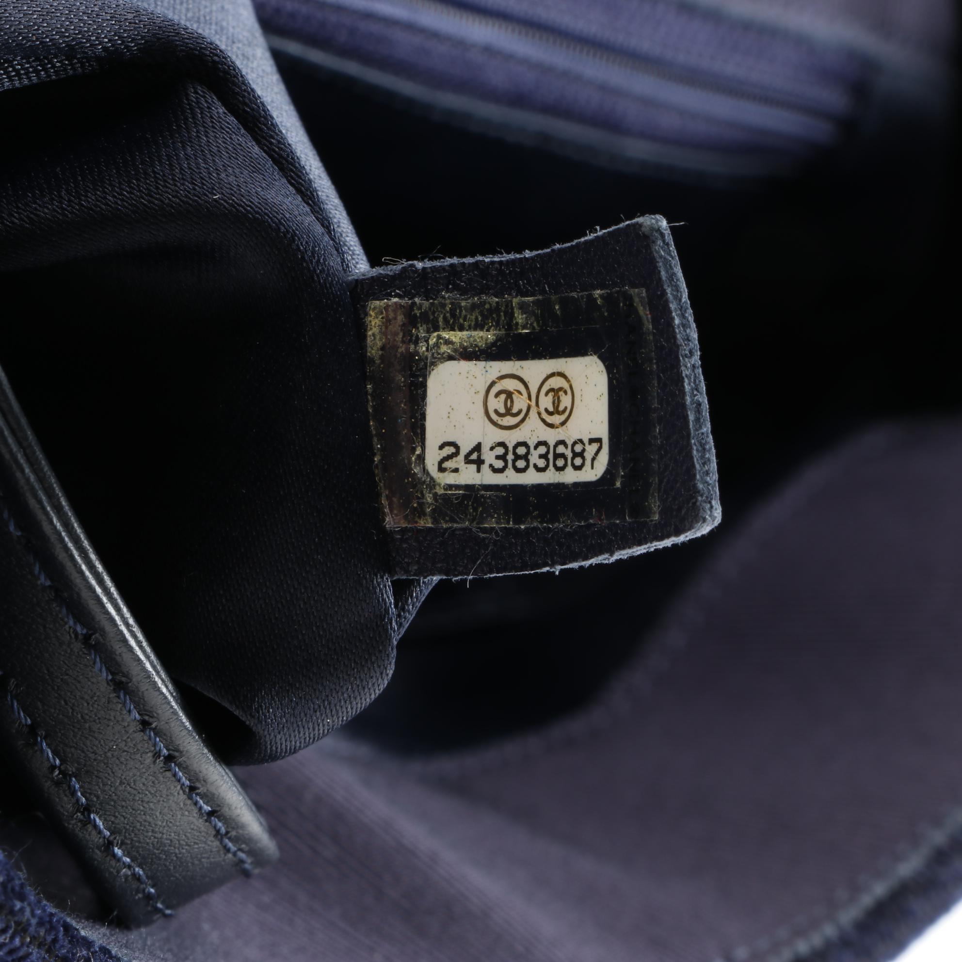 Chanel Paris Quilted Cosmopolite Stroller in Navy Wool Velvet