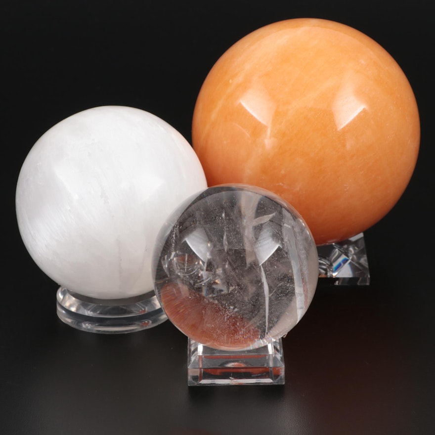 Polished Onyx, Satin Spar, and Other Mineral Spheres