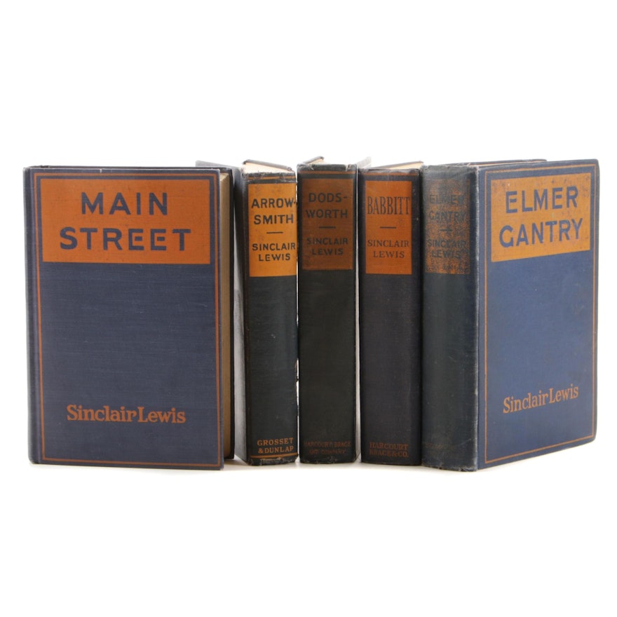 Sinclair Lewis Books Featuring First Printings "Elmer Gantry" and "Dodsworth"