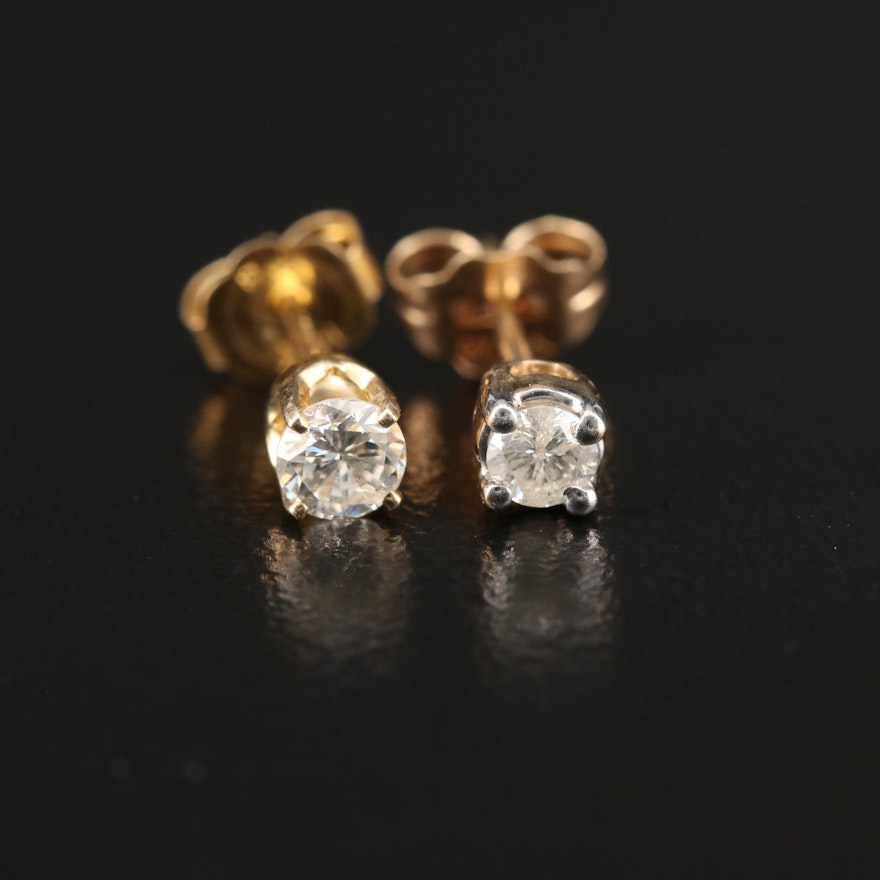 14K Gold 0.22 CTW Diamond Single Stud Earrings