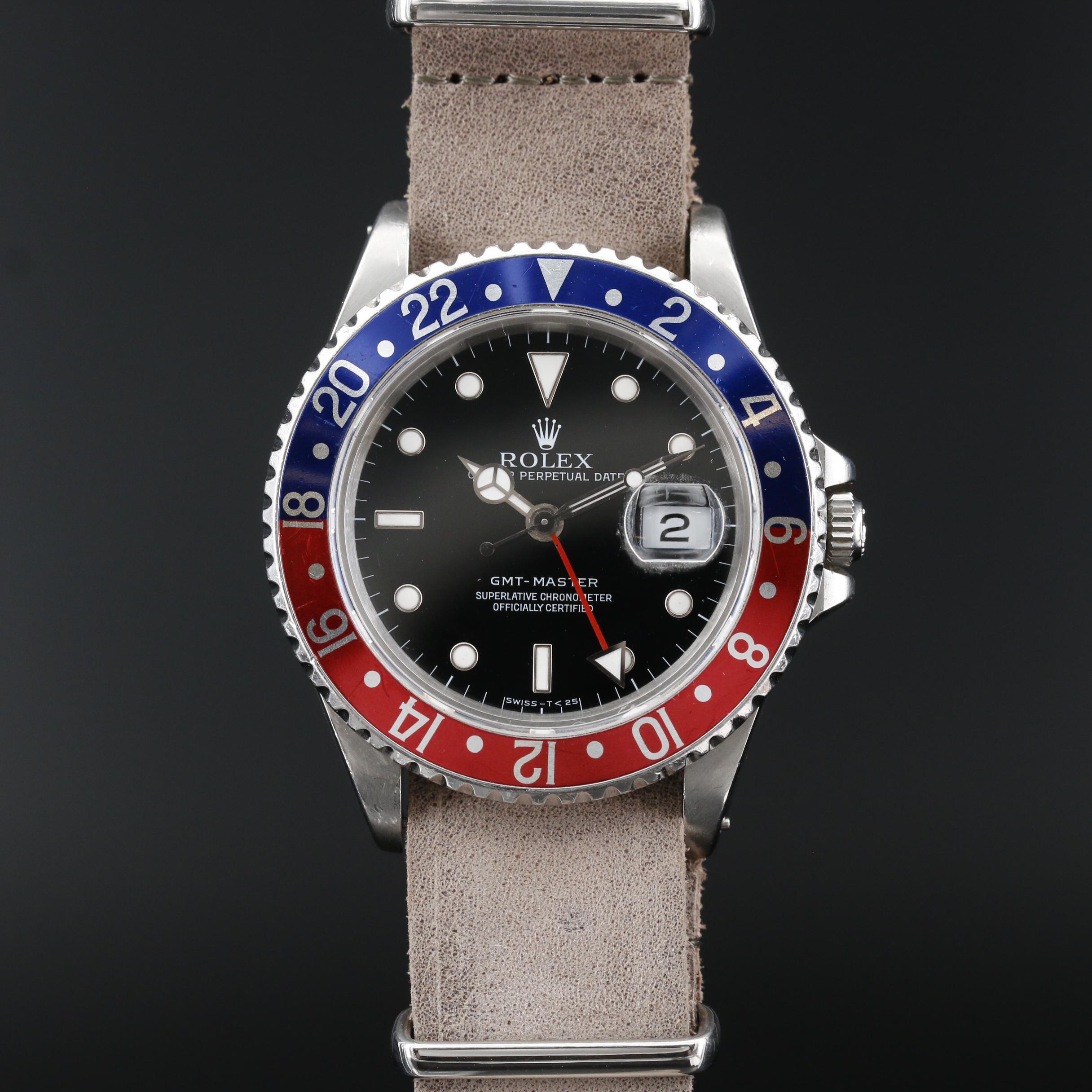 Rolex GMT - Master "Pepsi" Bezel Stainless Steel Automatic Watch, Vintage
