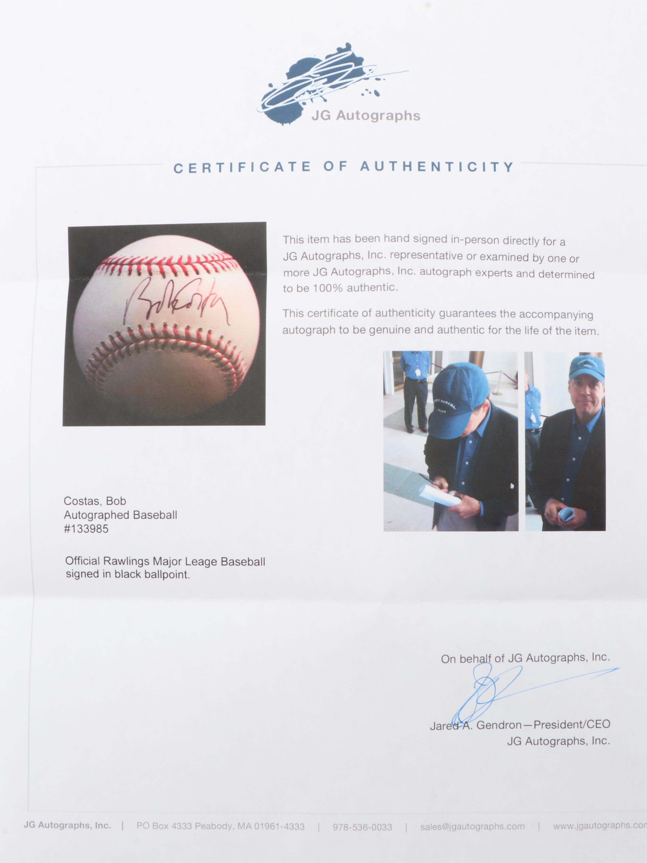 Bob Costas and Chris Berman Signed Major League Baseballs  COAs