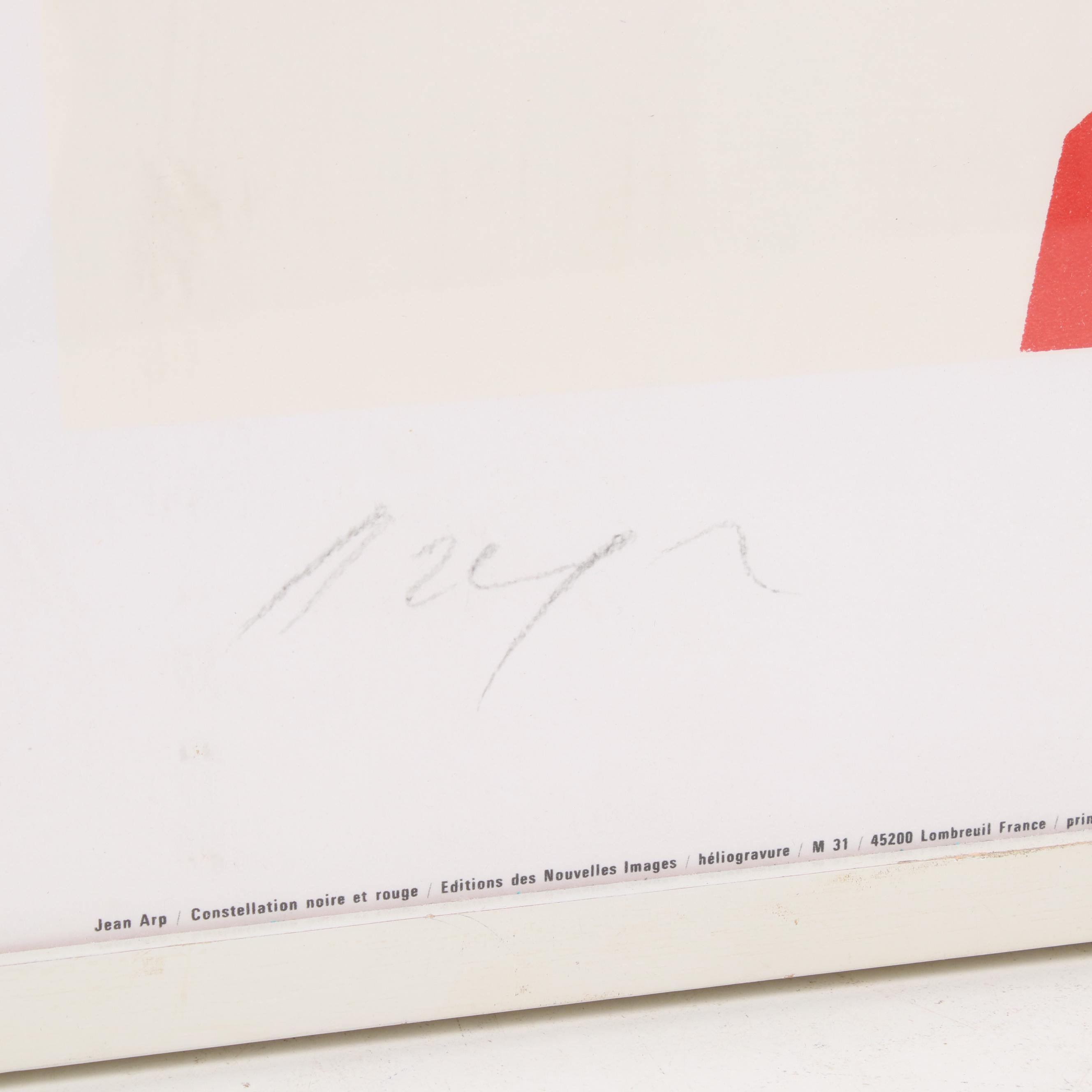 Heliogravure After Jean Arp "Constellation Noire et Rouge"