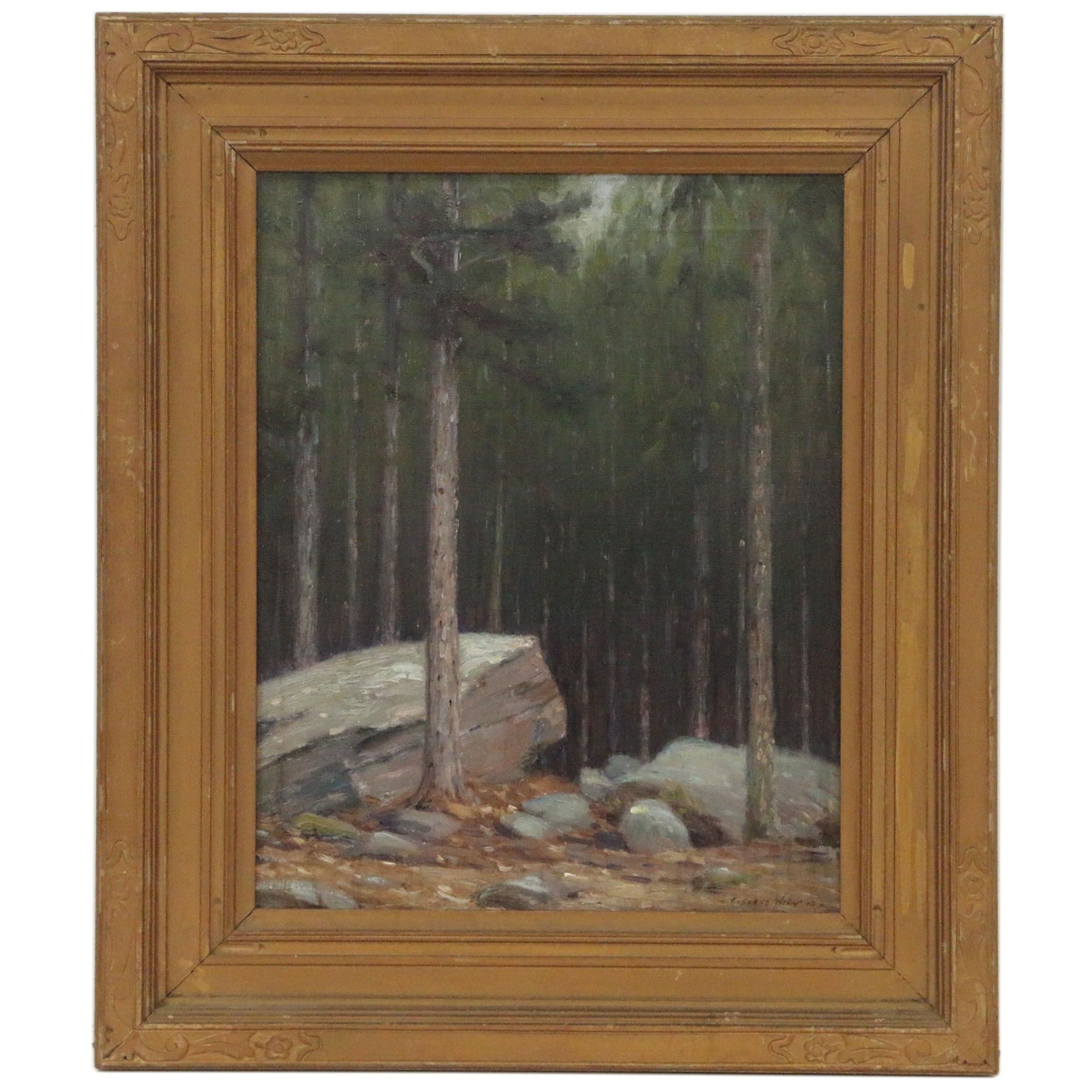 Gustave Adolph Wiegand Landscape Oil Painting of Forest Scene