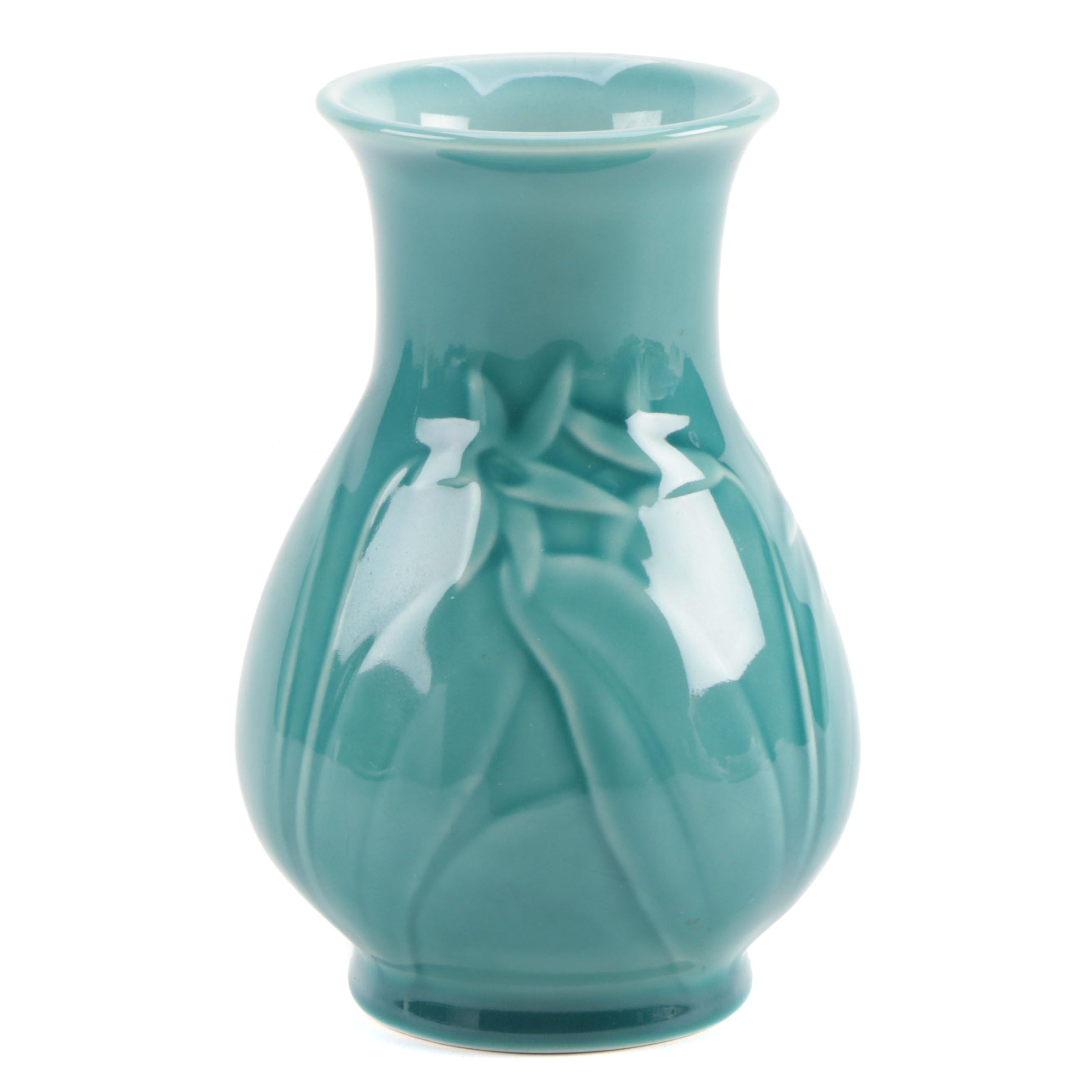 Rookwood Pottery High Glaze Teal Lily Vase, 1956