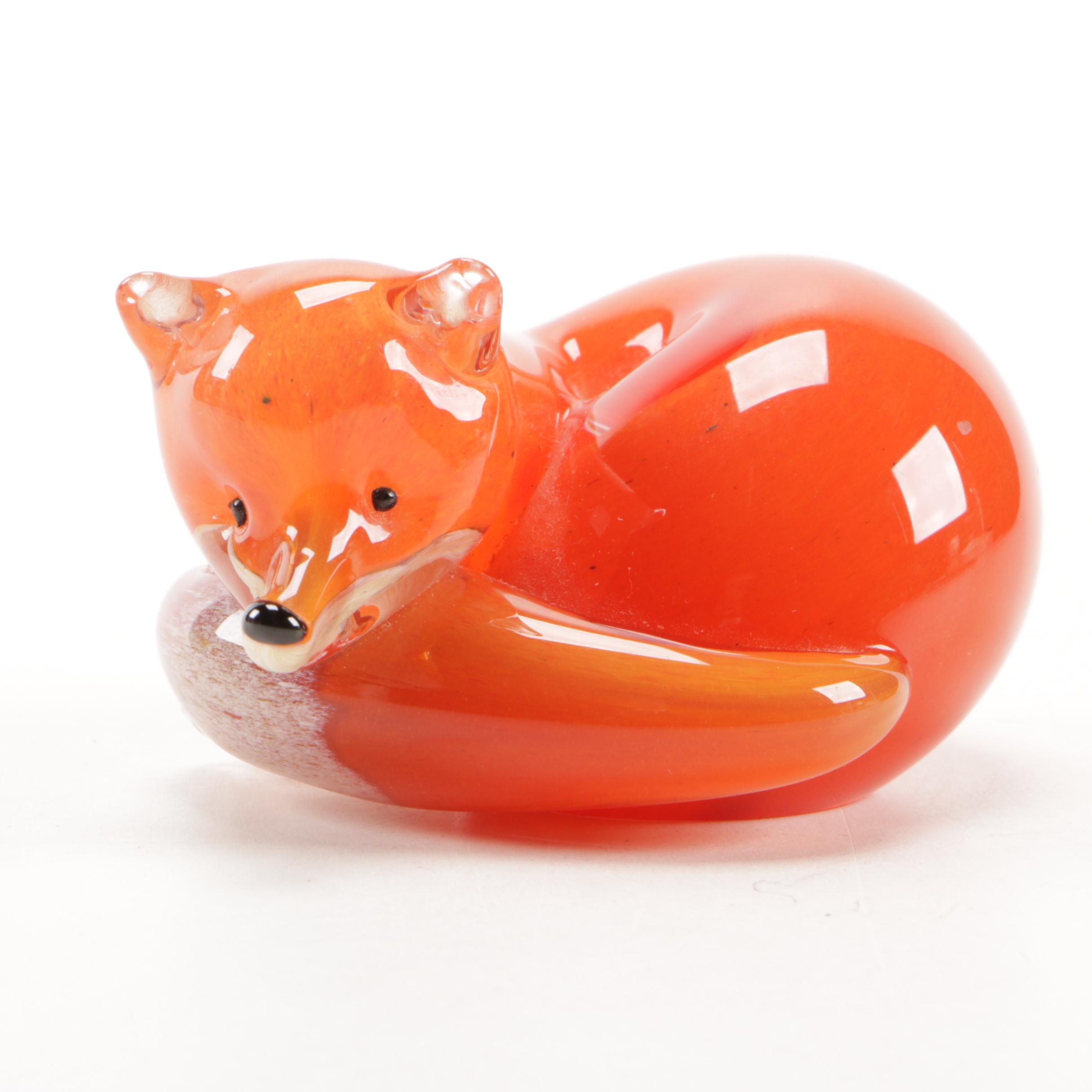 Paul Miller for Langham Glass "Fox at Rest" Paperweight