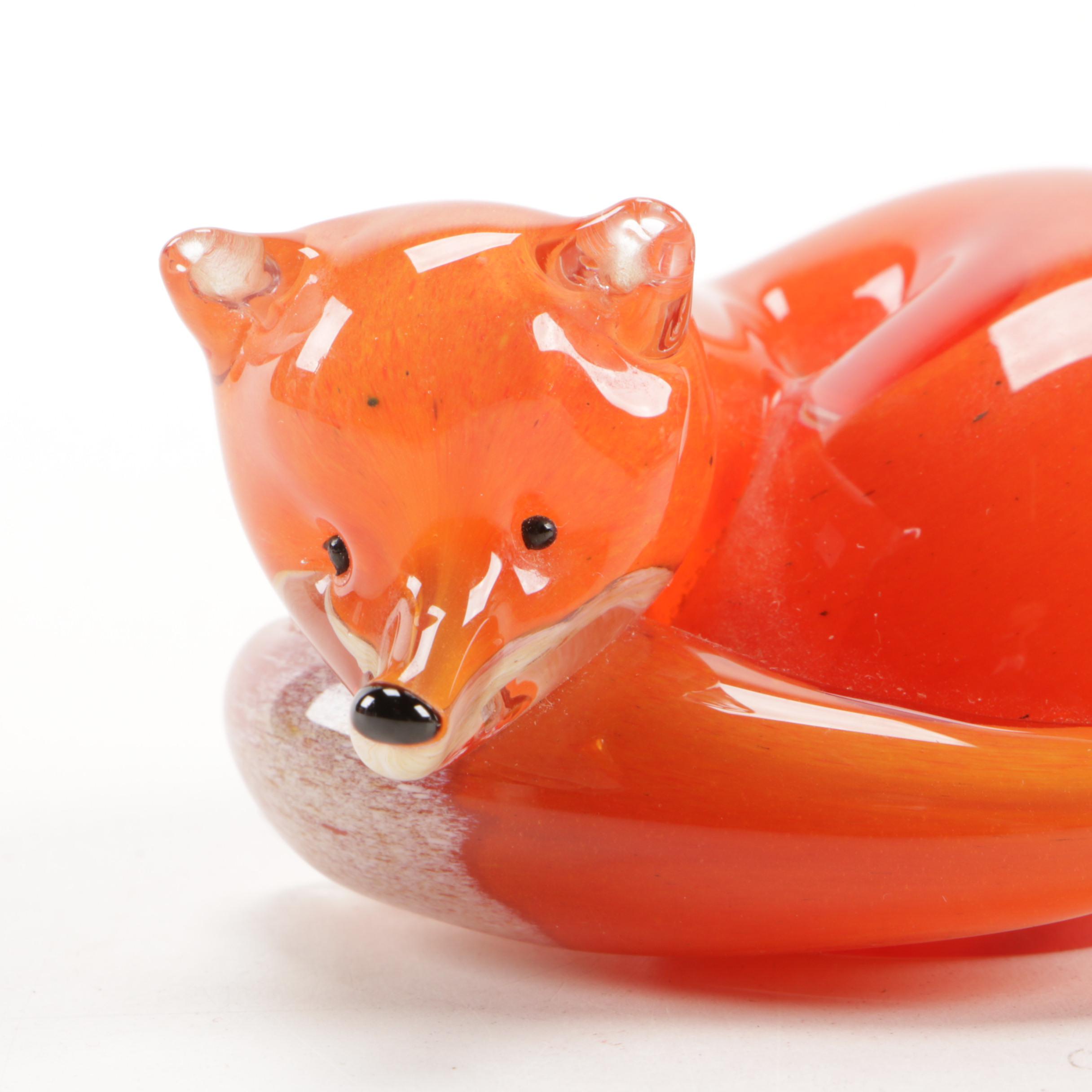 Paul Miller for Langham Glass "Fox at Rest" Paperweight