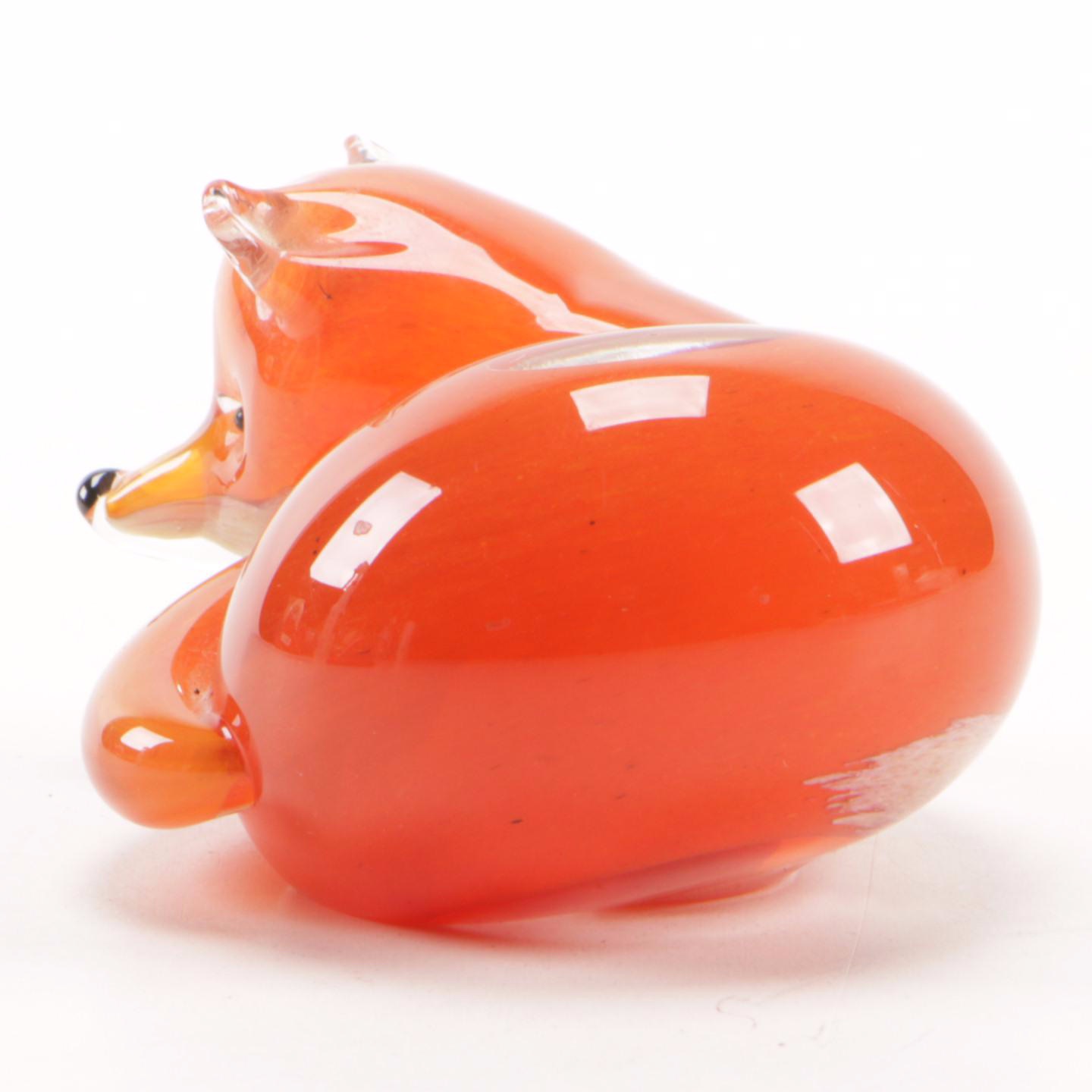 Paul Miller for Langham Glass "Fox at Rest" Paperweight