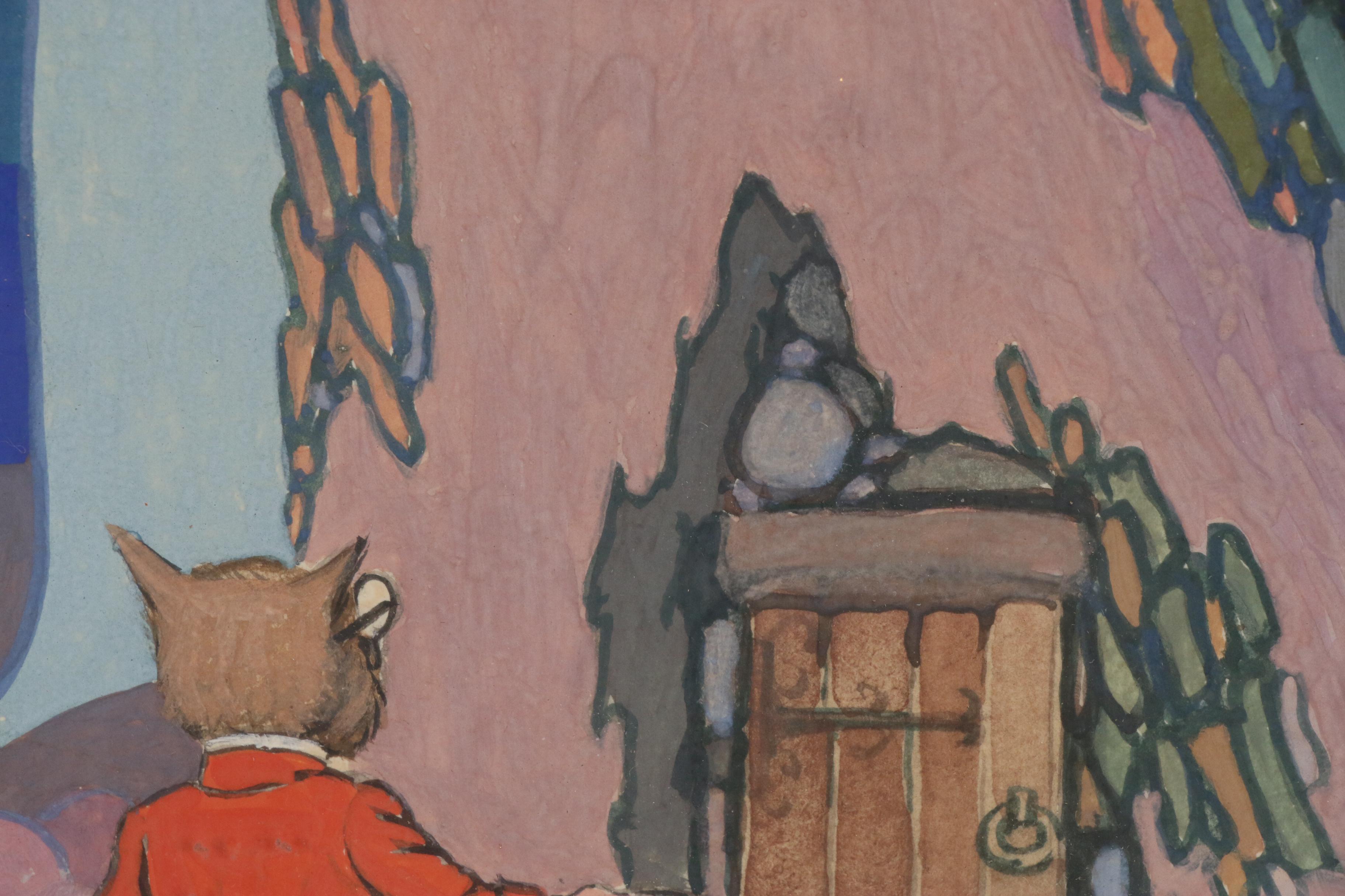 B. Cory Kilvert Whimsical Gouache Illustration, Circa 1940