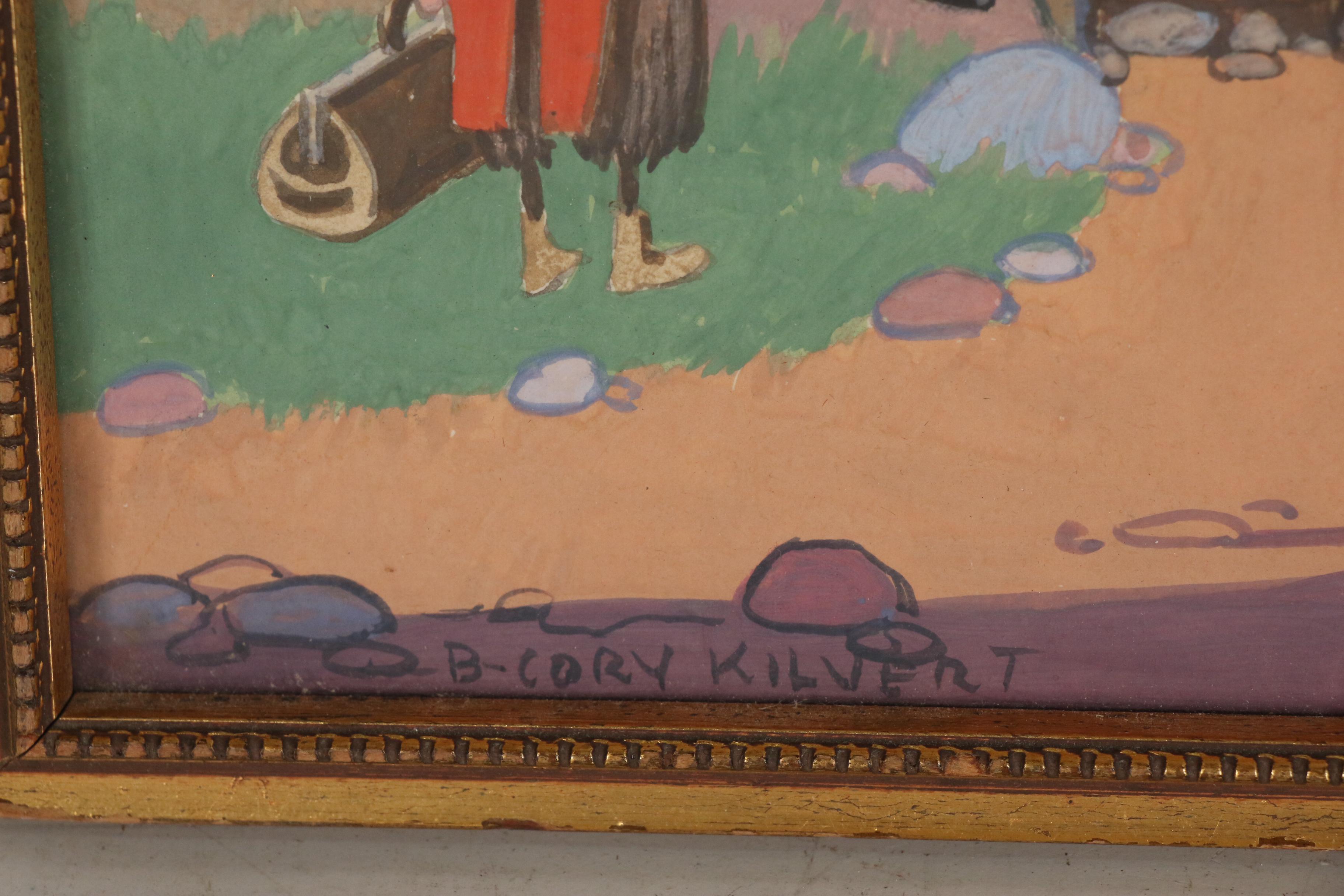 B. Cory Kilvert Whimsical Gouache Illustration, Circa 1940