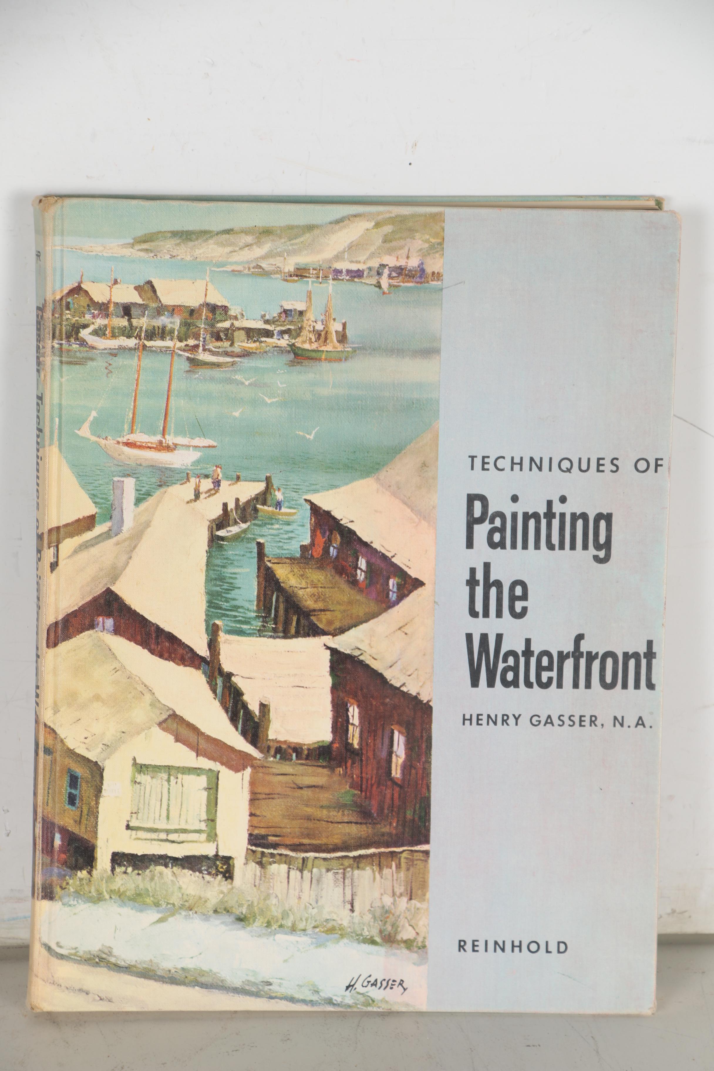 Henry Martin Gasser Watercolor Painting with "Techniques of Painting..." Book