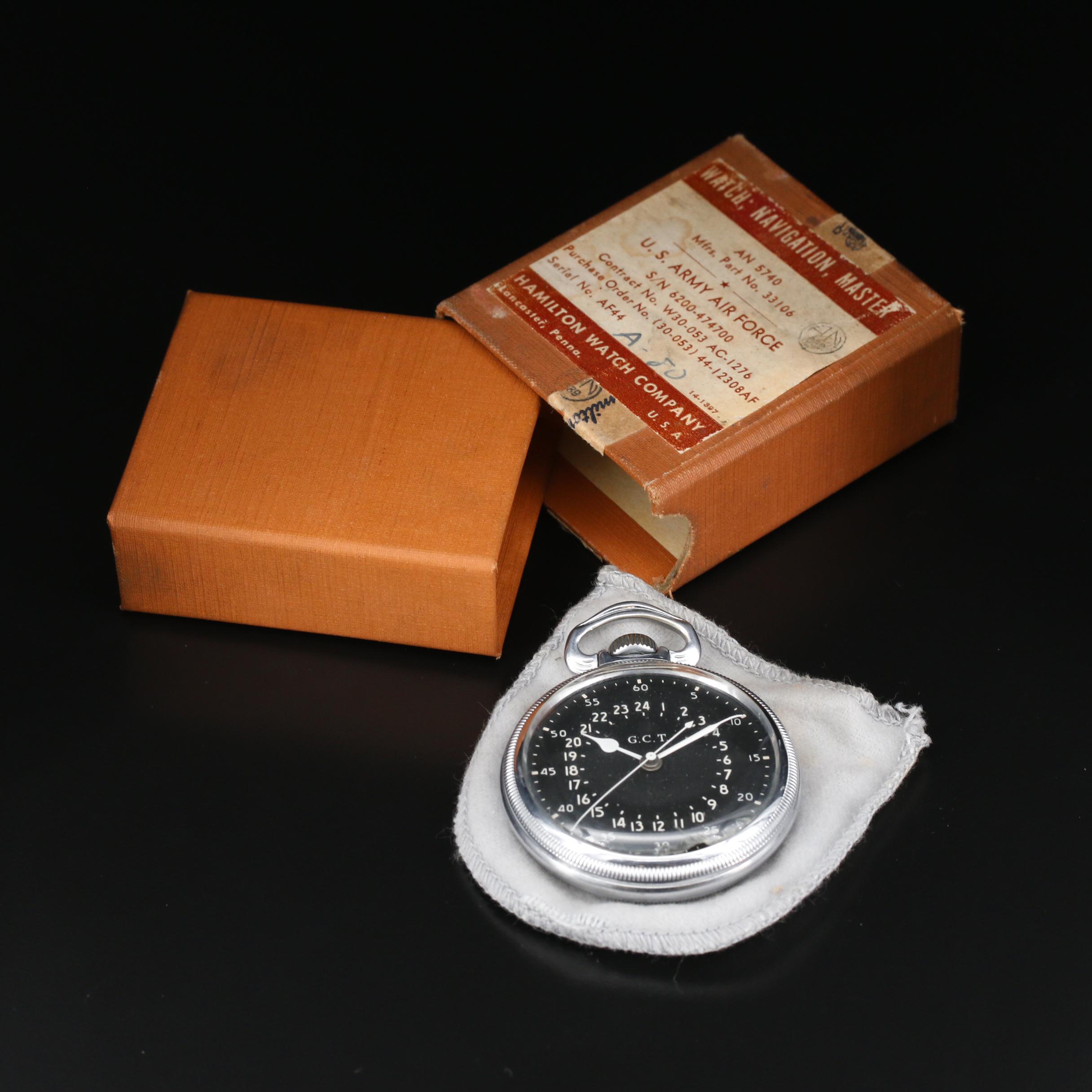 Vintage Hamilton AN-5740 WWII U.S. Army Air Force Navigation Pocket Watch