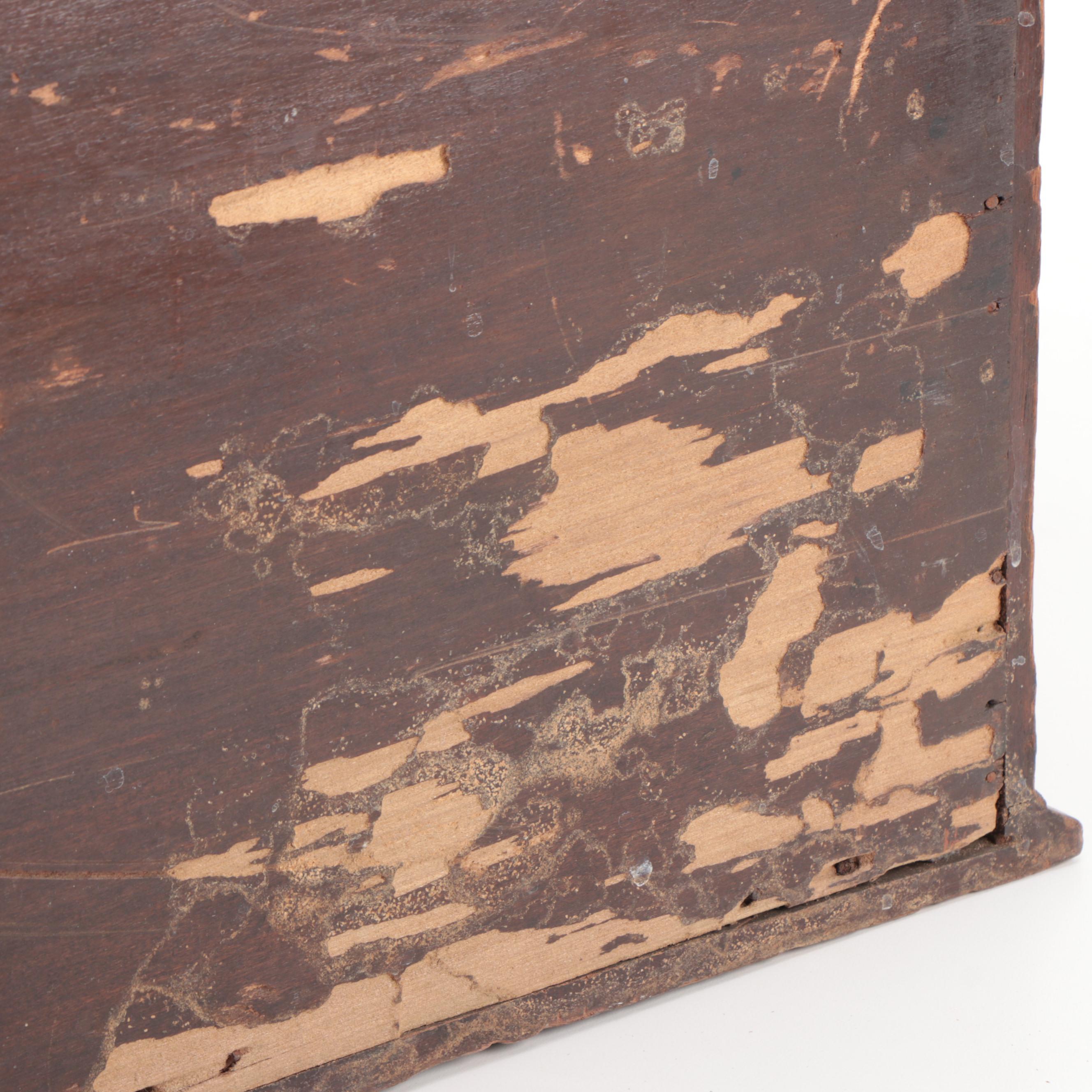 "GENEVA GLASSES" Gilt-Stenciled Walnut Six-Drawer Cabinet, circa 1900