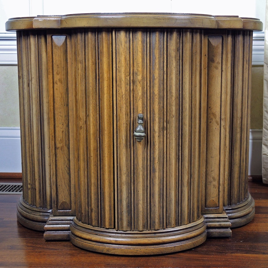 Wooden Drum End Table, Mid-20th Century