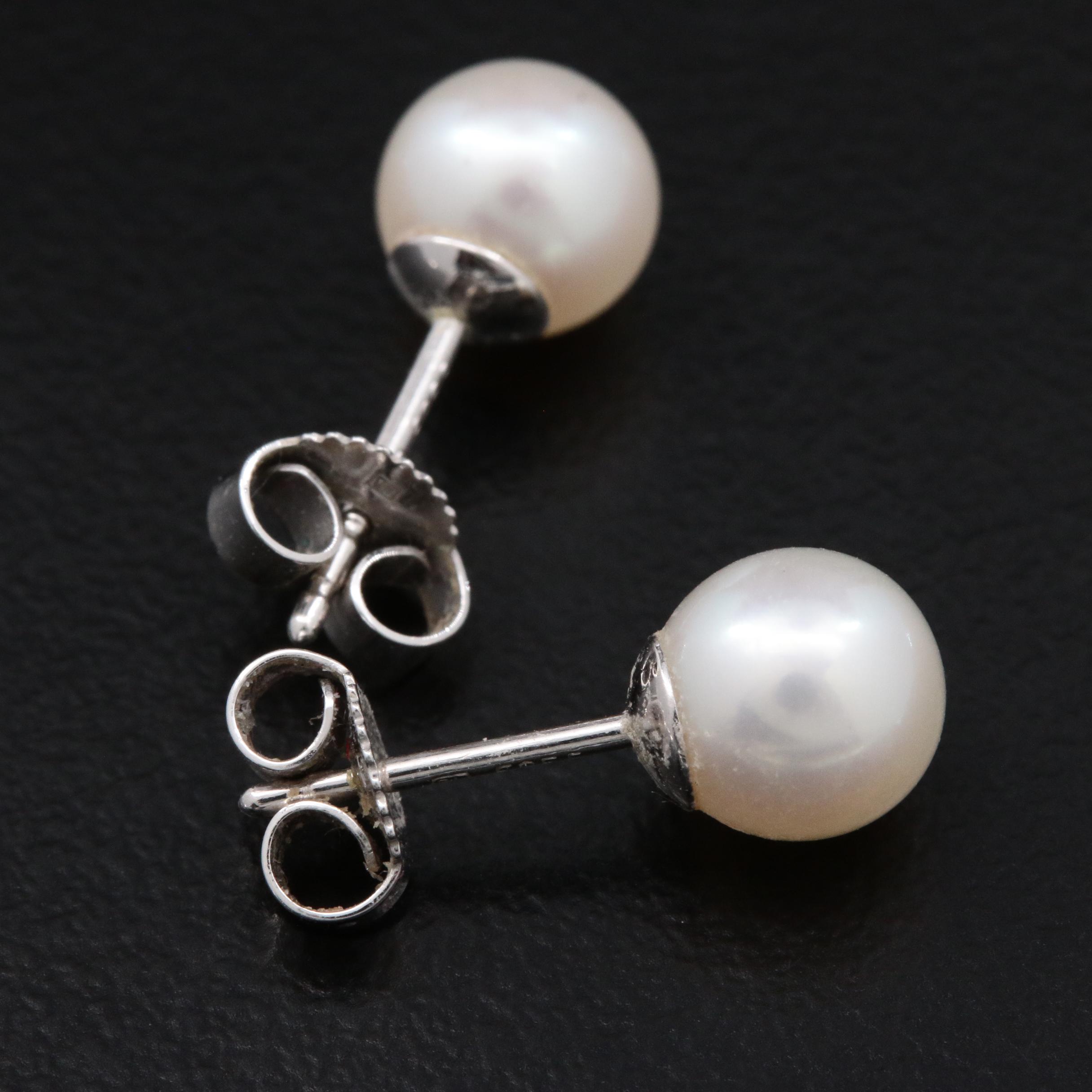 Sea Magic By Mikimoto Pearl Sterling Bracelet and 14K Pearl Stud Earrings