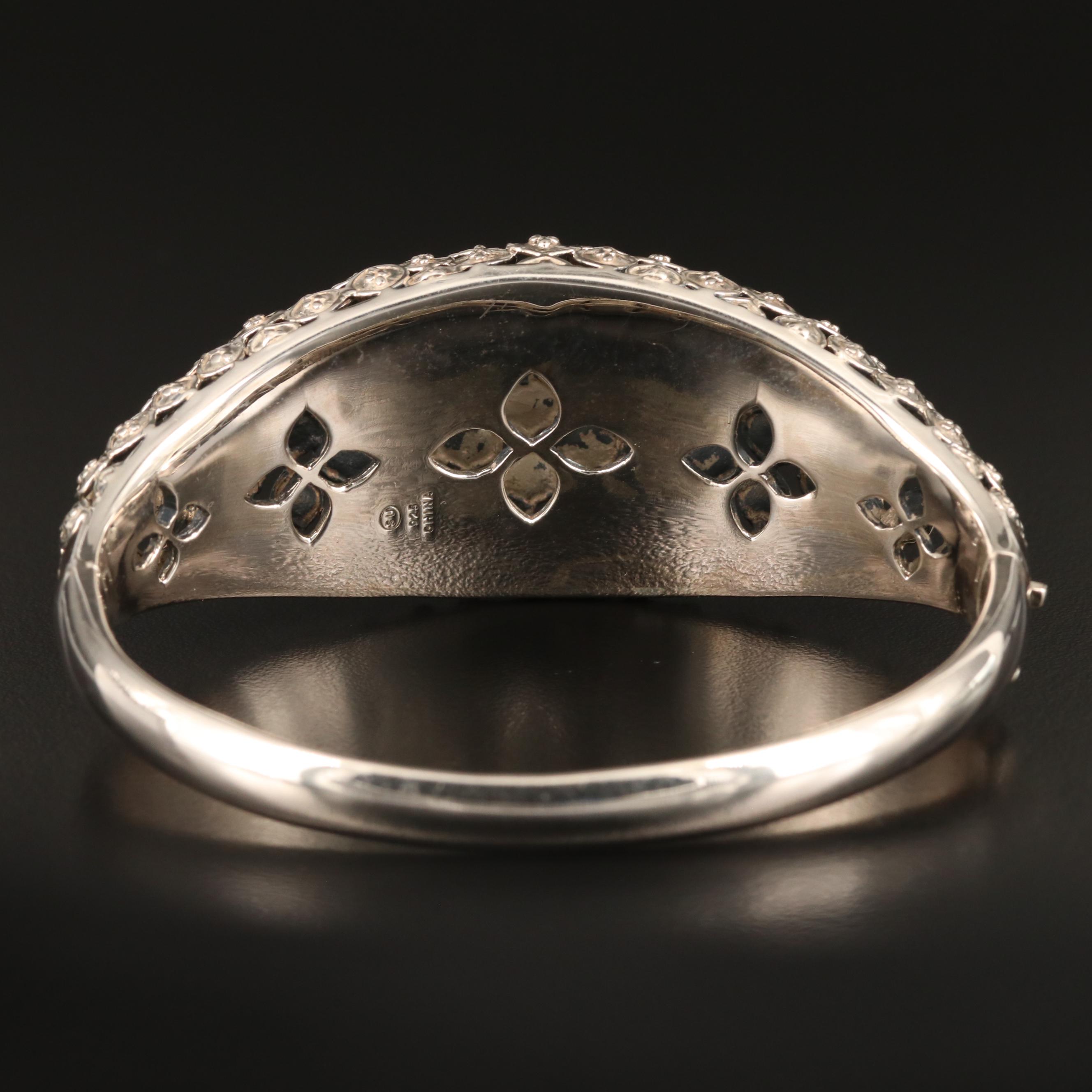 Sterling Hinged Bangle Bracelet with Granulated Pattern