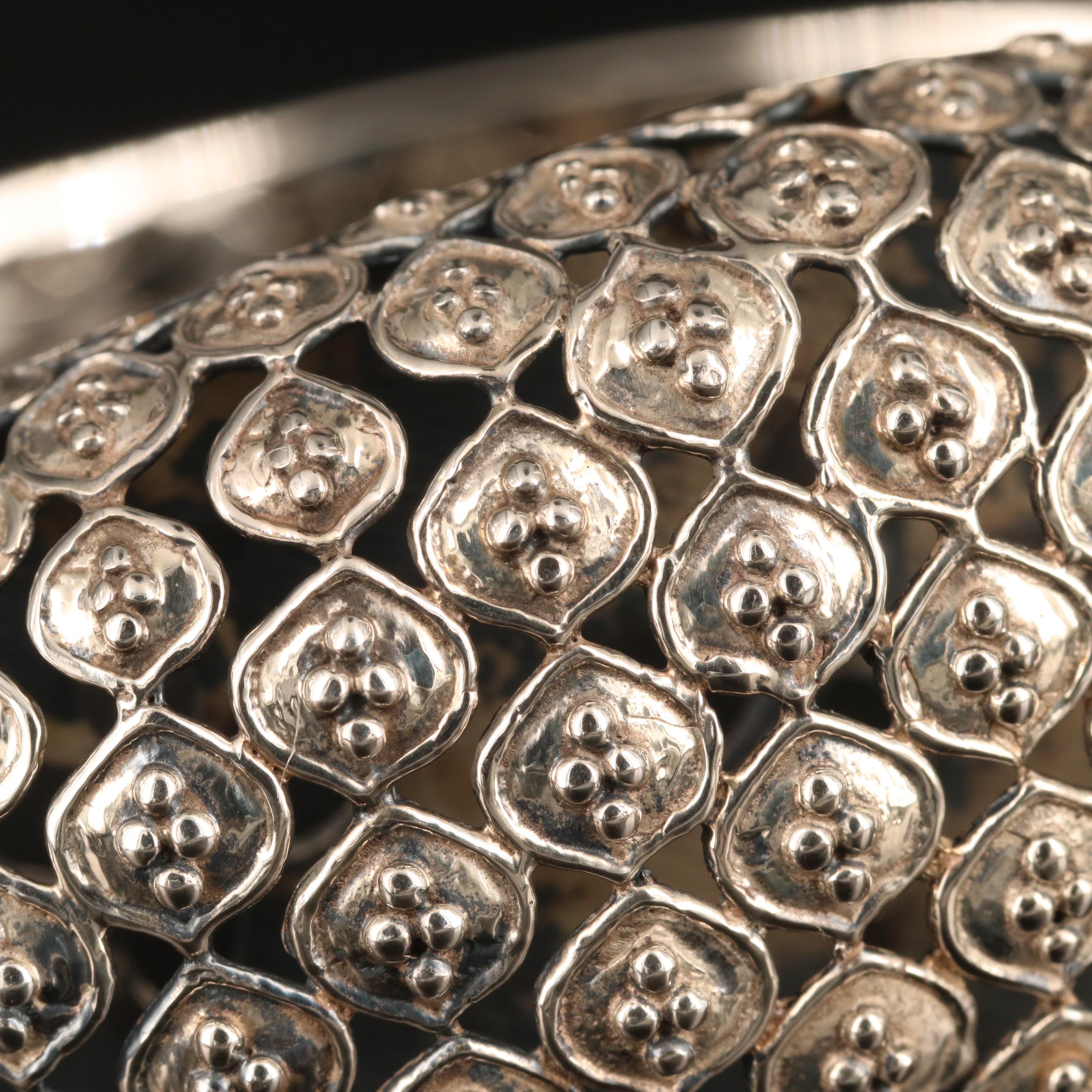 Sterling Hinged Bangle Bracelet with Granulated Pattern