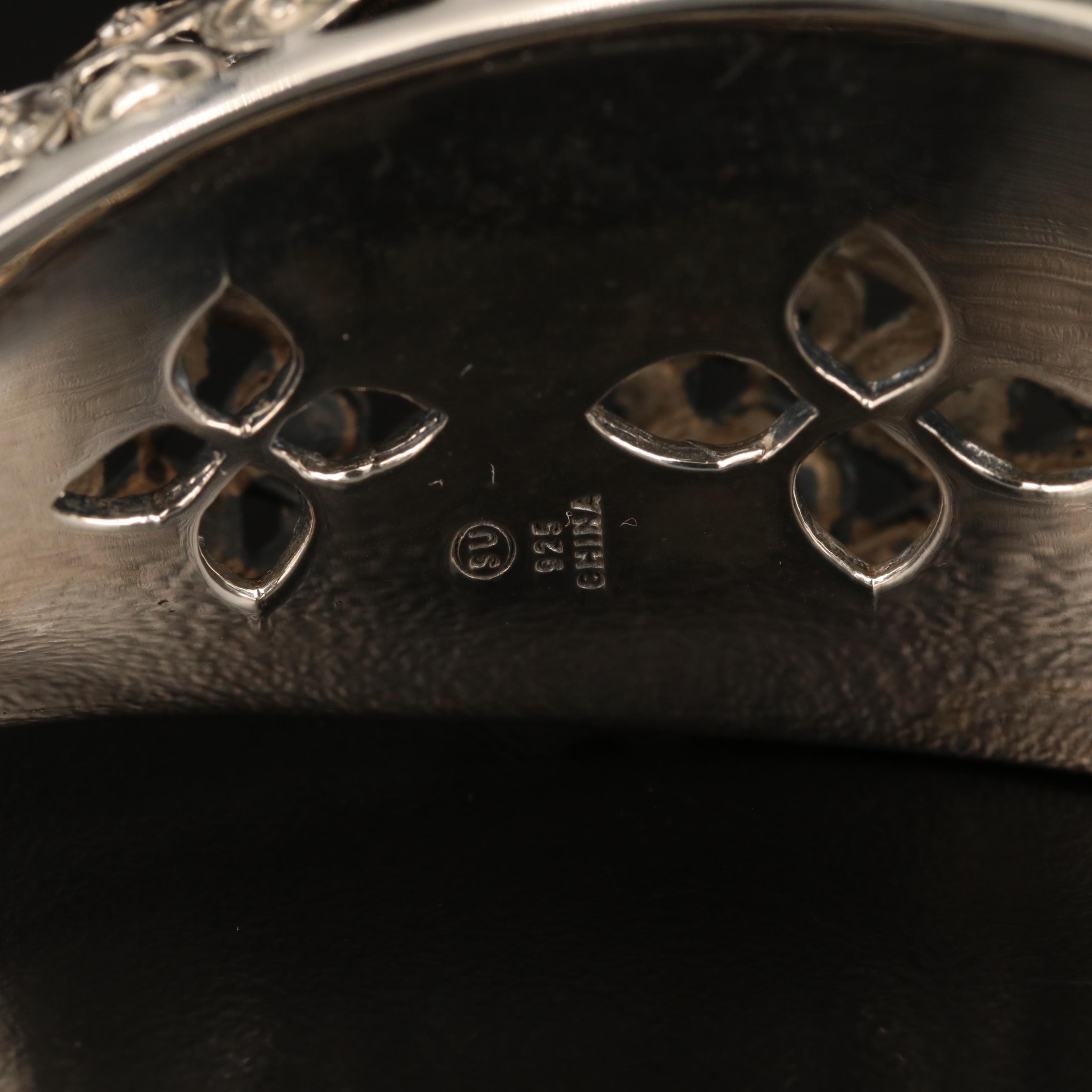 Sterling Hinged Bangle Bracelet with Granulated Pattern